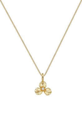 Elli DIAMONDS Collierkettchen 3D Blume Anhänger Diamant (0.015 ct) 585 Gelbgold