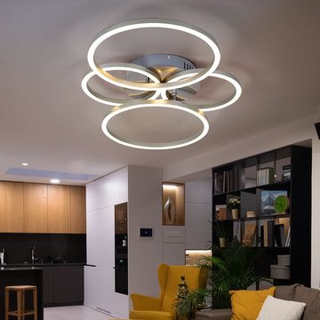 etc-shop LED Deckenleuchte, LED-Leuchtmittel fest verbaut, Warmweiß, LED Ringe Design Decken Leuchte Wohn Ess Zimmer