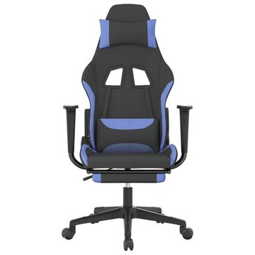 vidaXL Bürostuhl Gaming-Stuhl mit Fußstütze Drehbar Schwarz und Blau Stoff Gaming Sesse