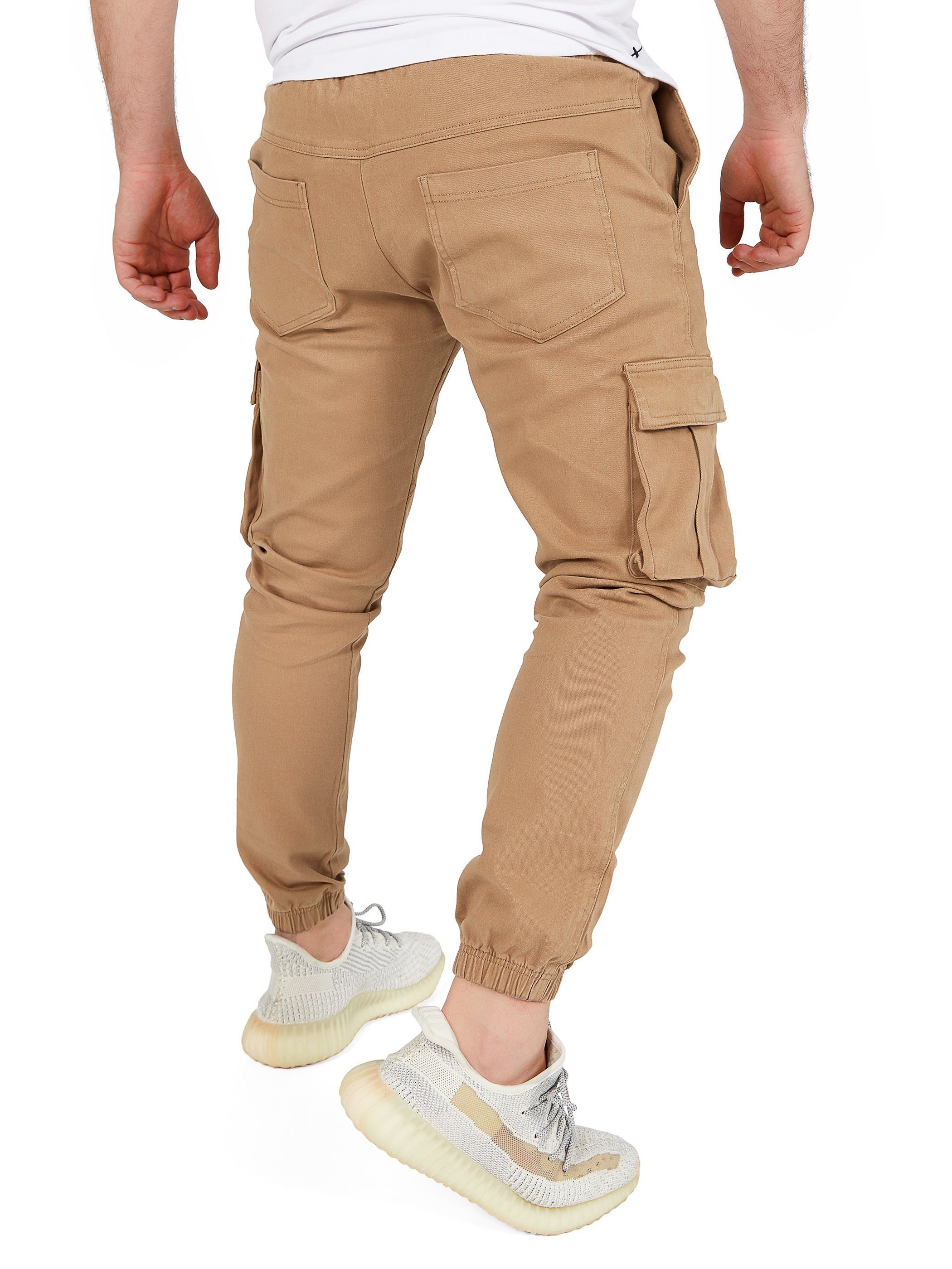Pittman Cargohose Cargohosen Herren Chino Giga mit elastischem Bund, Cargotaschen