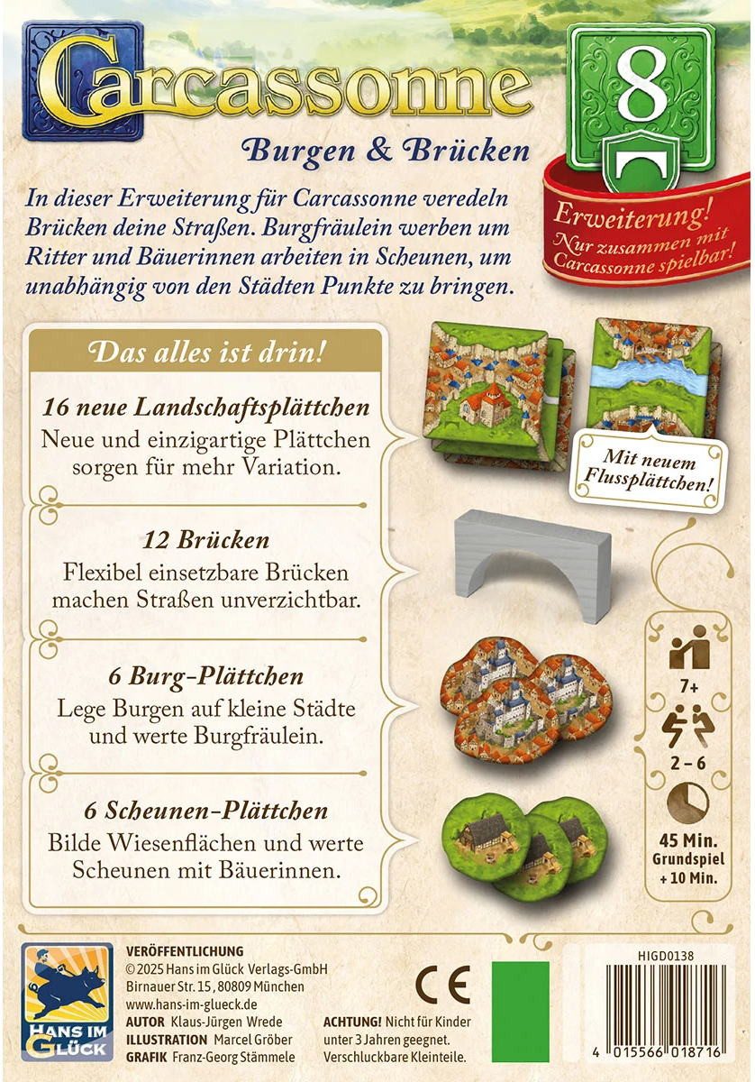 Hans im Glück Spiel Carcassonne 8. Erweiterung Burgen & Brücken HIGD0138