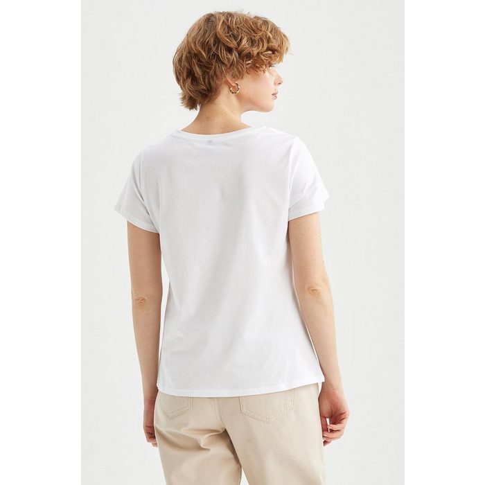 DeFacto Kurzarmshirt Damen Kurzärmeliges T-Shirt REGULAR FIT C NECK GU10175