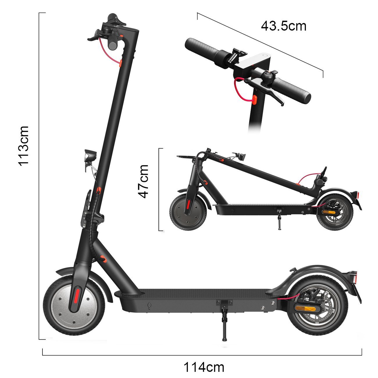 Elektroroller 120kg mit klappbar, Belastung Scooter Zoll;350W Straßenzulassung Erwachsene, bis Faltbarer km/h, SCHWARZ, für Aluminium Scooter 20,00 LETGOSPT E-Scooter Elektro ABE 8,5