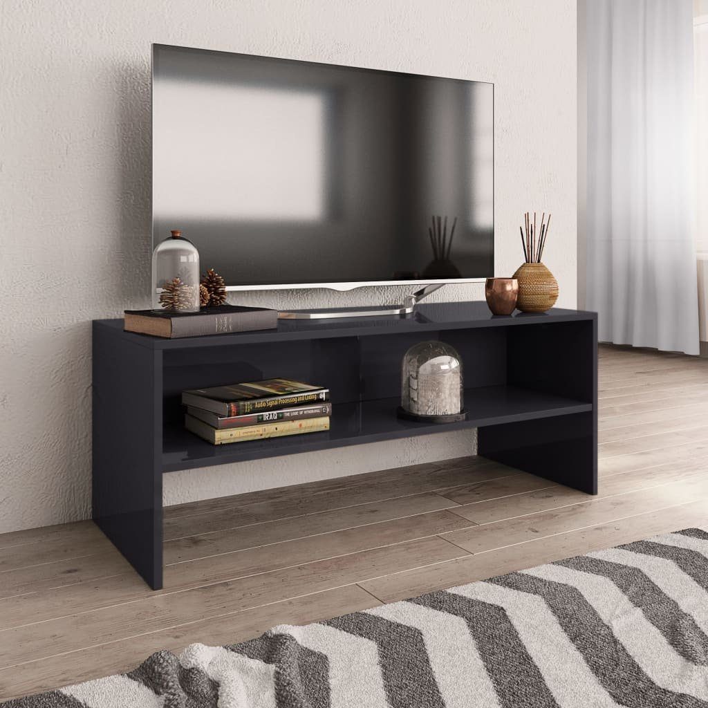 furnicato TV-Schrank Hochglanz-Grau 100x40x40 cm Holzwerkstoff