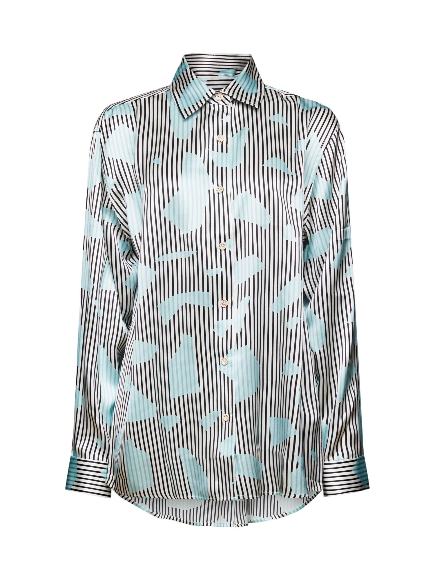 Esprit Langarmbluse Button-Up-Seidenhemd mit Print