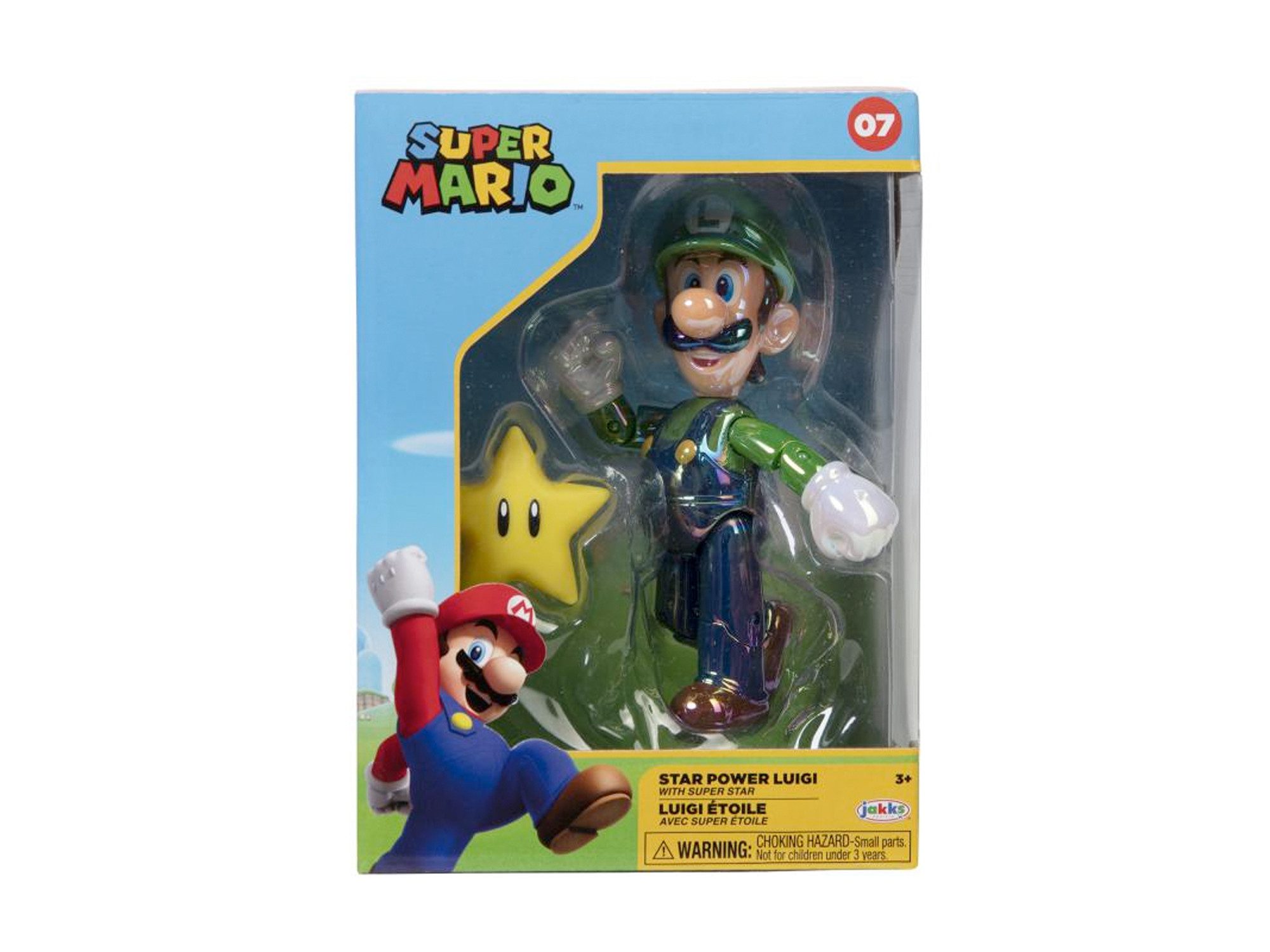 Nintendo Actionfigur Nintendo Super Mario Figur Luigi w/ Star in Sammlerbox, 10 cm