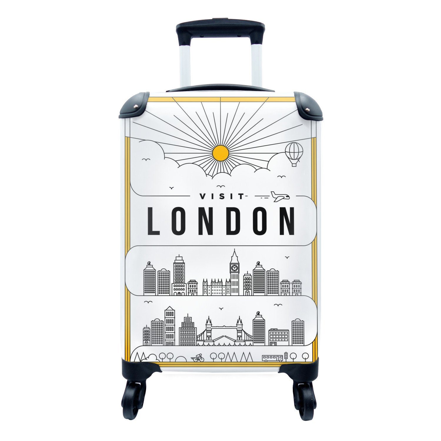 4 Stadtbild weiß, Reisekoffer Trolley, Ferien, Handgepäckkoffer mit Reisetasche für MuchoWow London rollen, Handgepäck - Rollen,