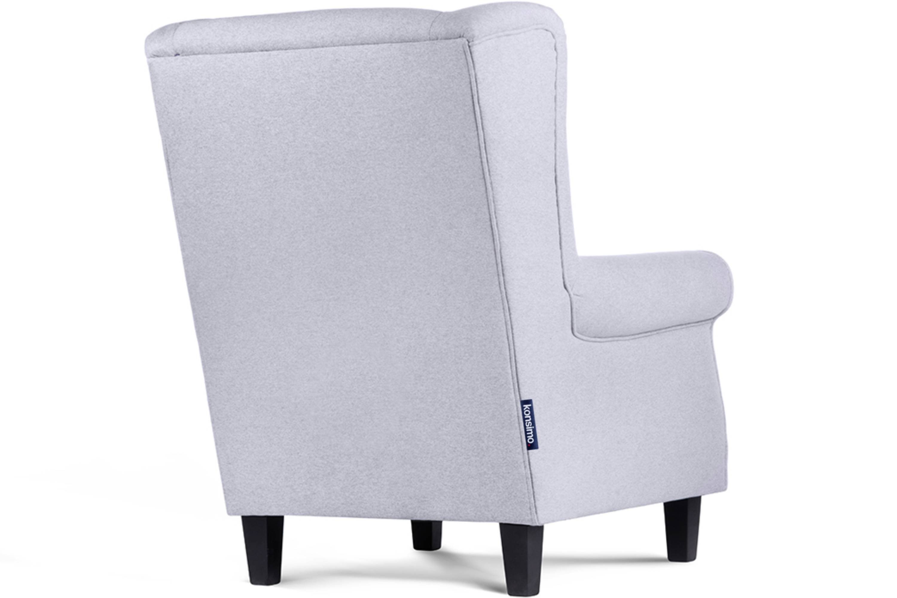 Sessel, Gepolsterter Massivholzbeine Federn Sessel in Ohrensessel Sitzfläche, Armlehnen, MILES Konsimo mit der mit