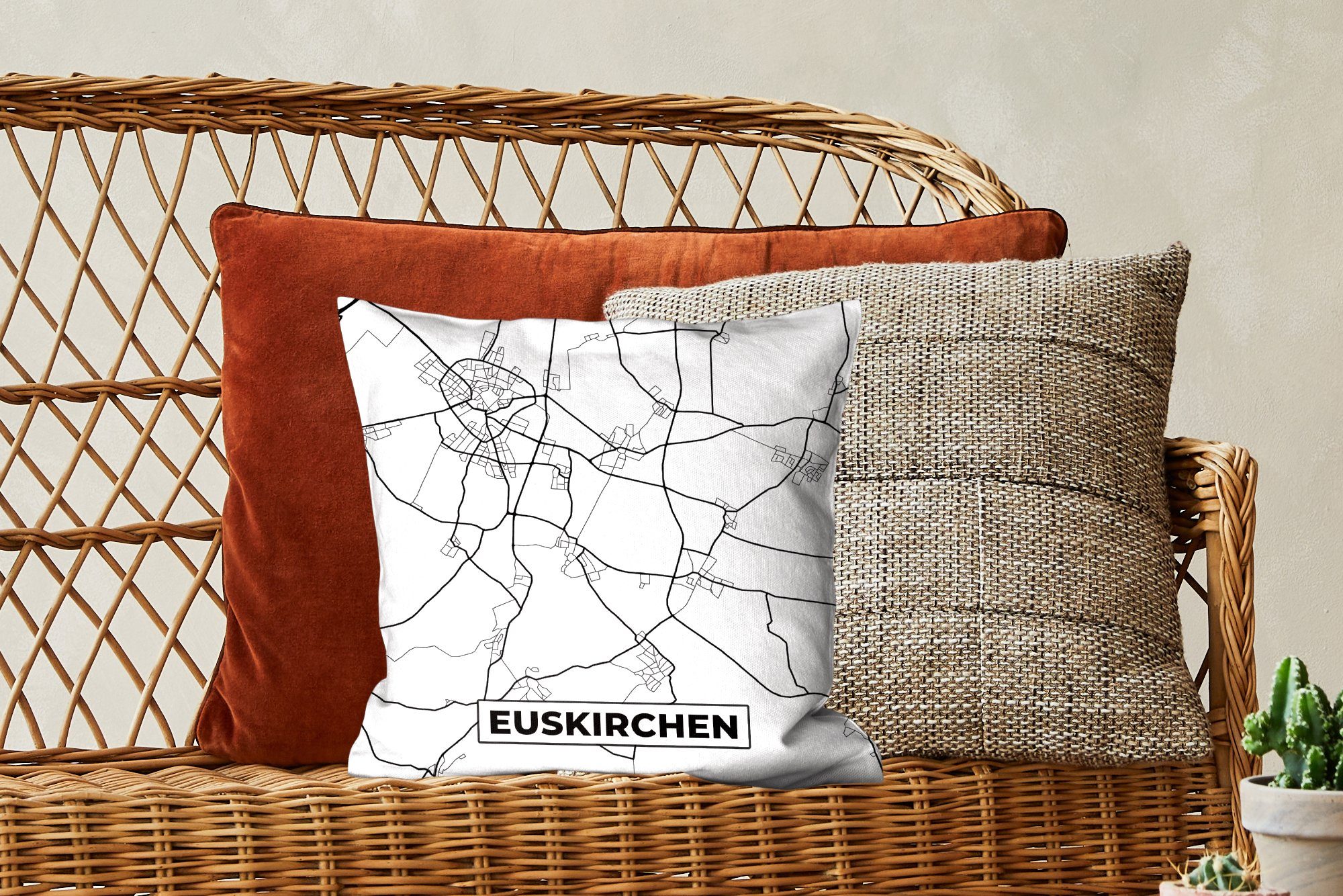 Stadtplan, - Füllung Euskirchen - MuchoWow Zierkissen Karte für mit Schlafzimmer, Deko, Dekokissen Sofakissen Wohzimmer,