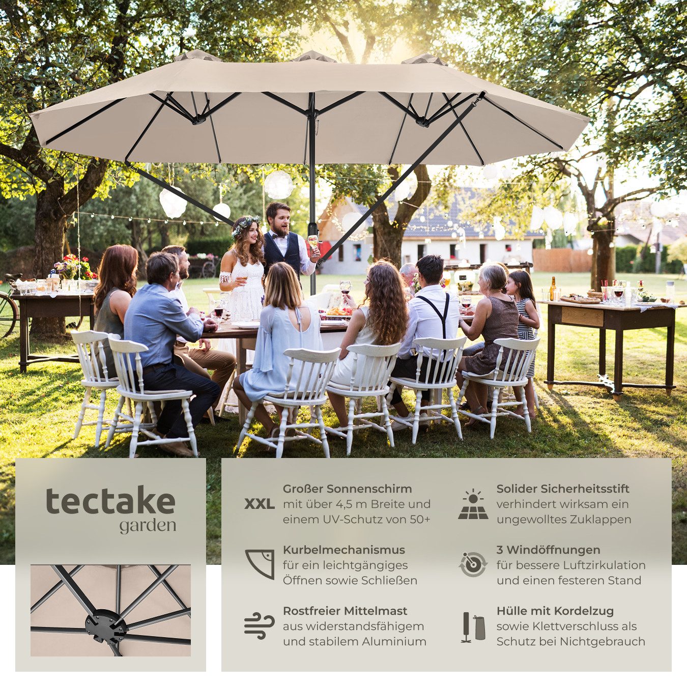 tectake Sonnenschirm Ampelschirm Silia 460x270cm mit günstig online kaufen