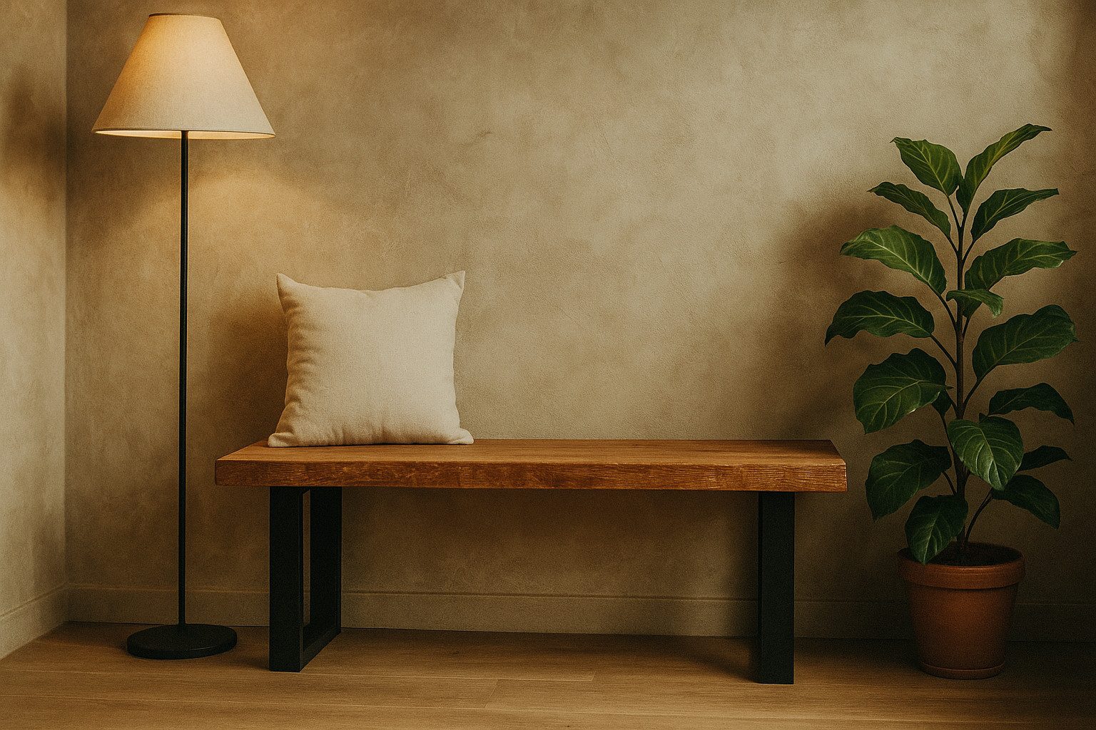 Living Oak Sitzbank Sitzbank Massivholz Eiche Kufen mit Baumkante