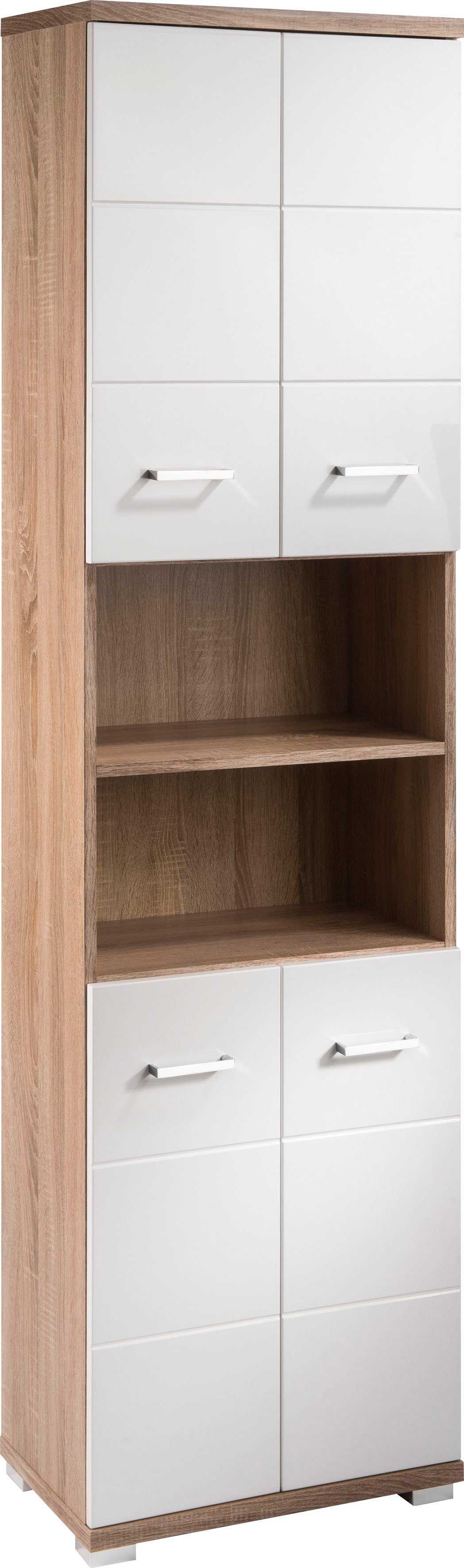 byLIVING Hochschrank Nebraska Breite 50 cm, Badezimmerschrank mit Metallgriffen, viel Stauraum