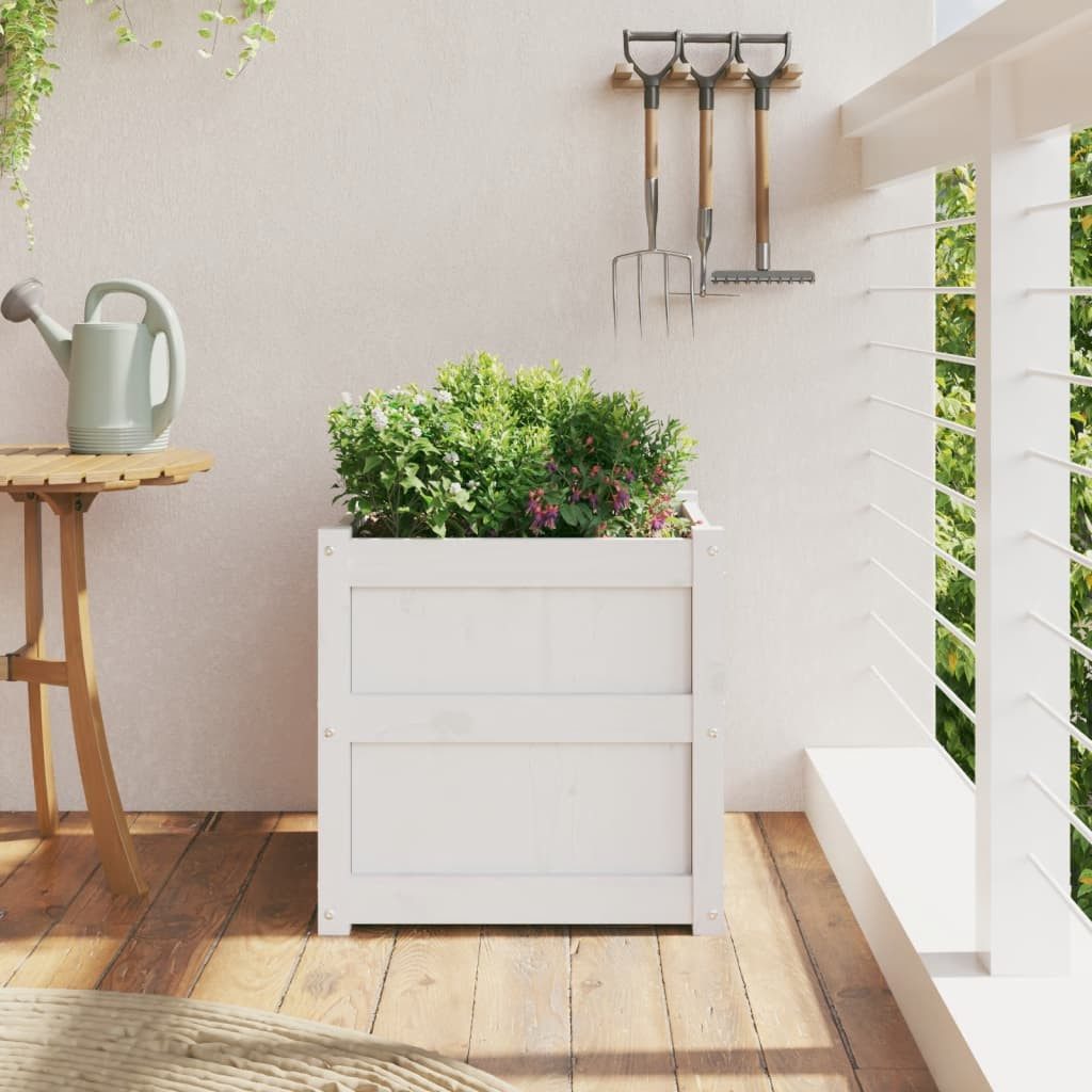 vidaXL Blumentopf Pflanzkübel Weiß 50x50x50 cm günstig online kaufen