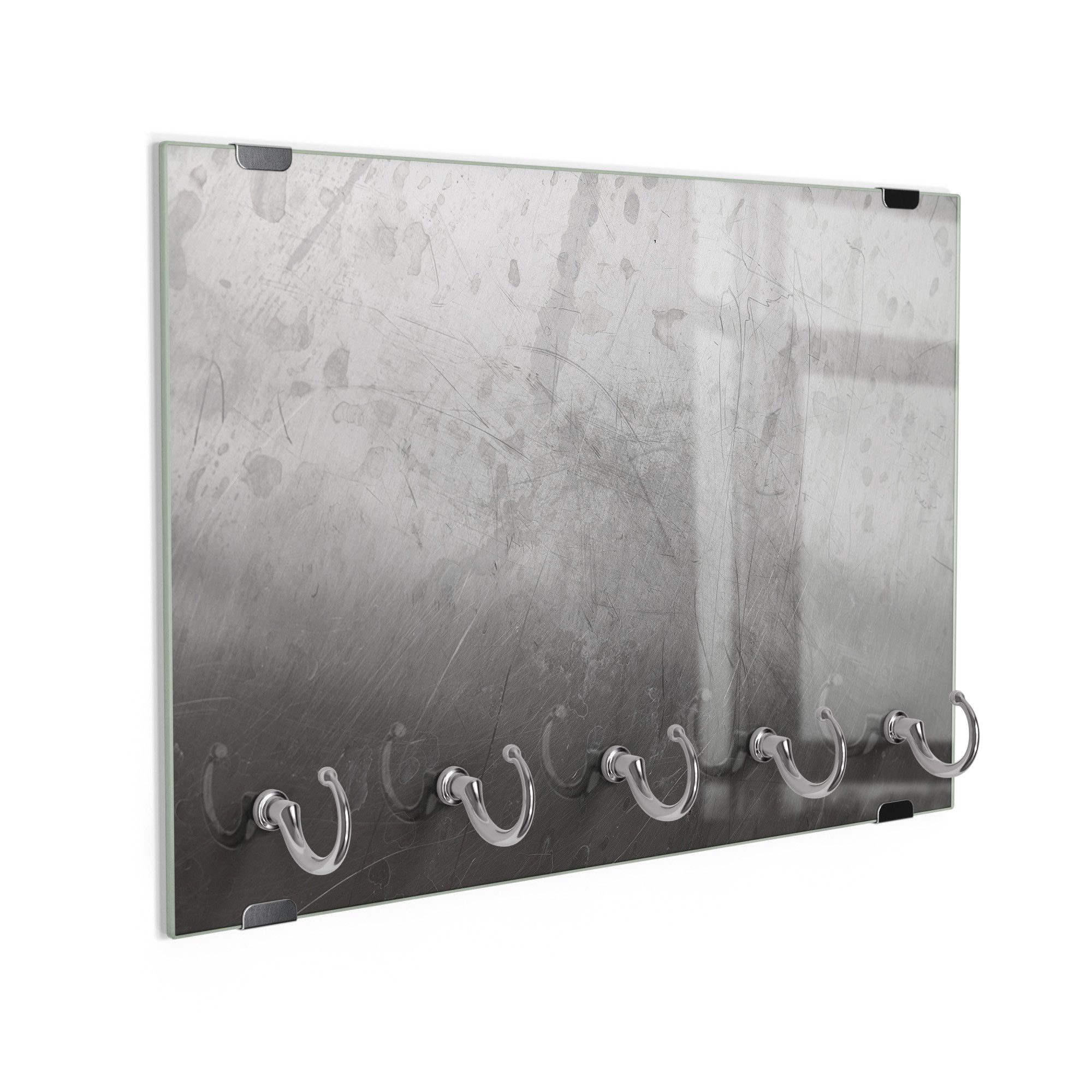 DEQORI Schlüsselbrett 'Abgenutzter Edelstahl', (1 St), Schlüsselhalter Schlüssel Haken Schlüsselboard modern Schlüsselleiste