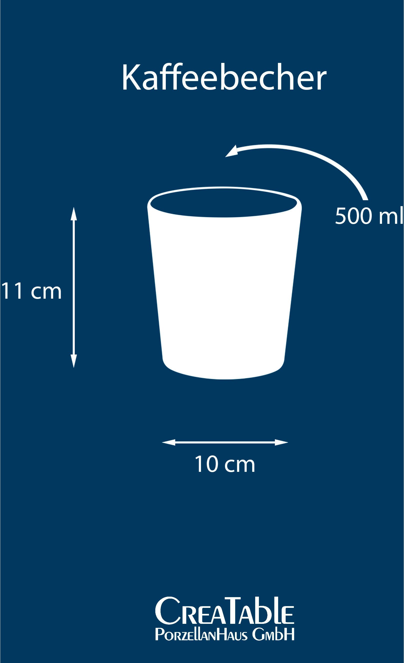 CreaTable Becher Futuro, 4-tlg., Steinzeug, Kaffeebecher, 4-teilig, 500 ml