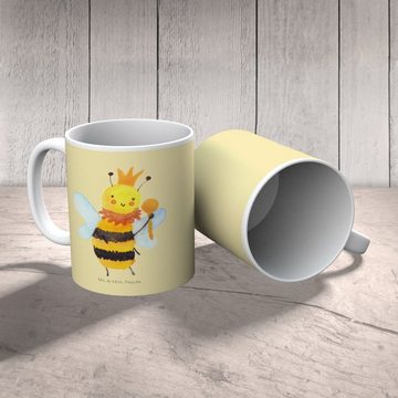 Mr. & Mrs. Panda Kinderbecher Biene König - Gelb Pastell - Geschenk, Bruchfeste Tasse, Wespe, Humme, Kunststoff, Mikrowellenbeständig
