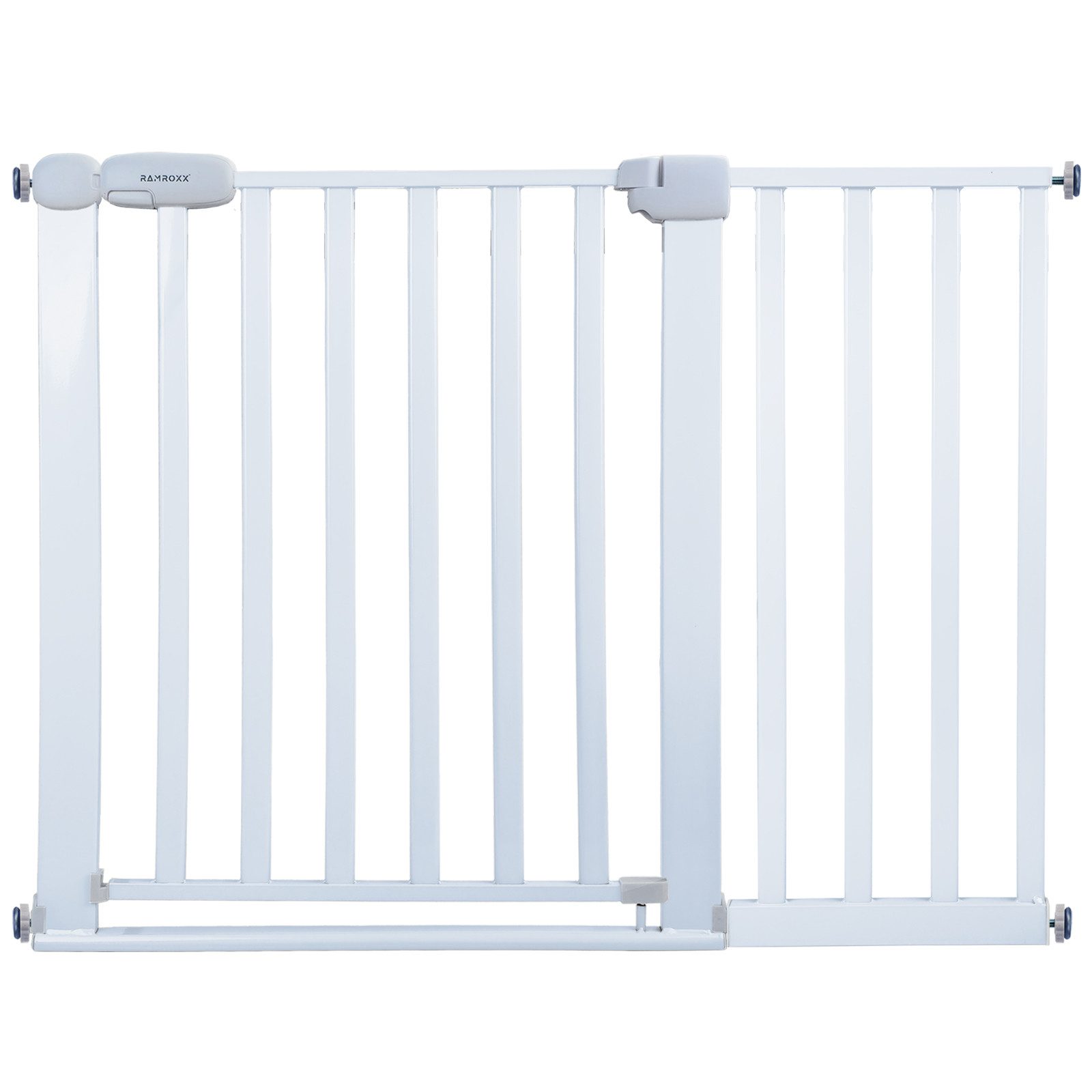 RAMROXX Treppenschutzgitter 110-120cm Türgitter Weiß RAMROXX Kindersicherung 77cm Hoch