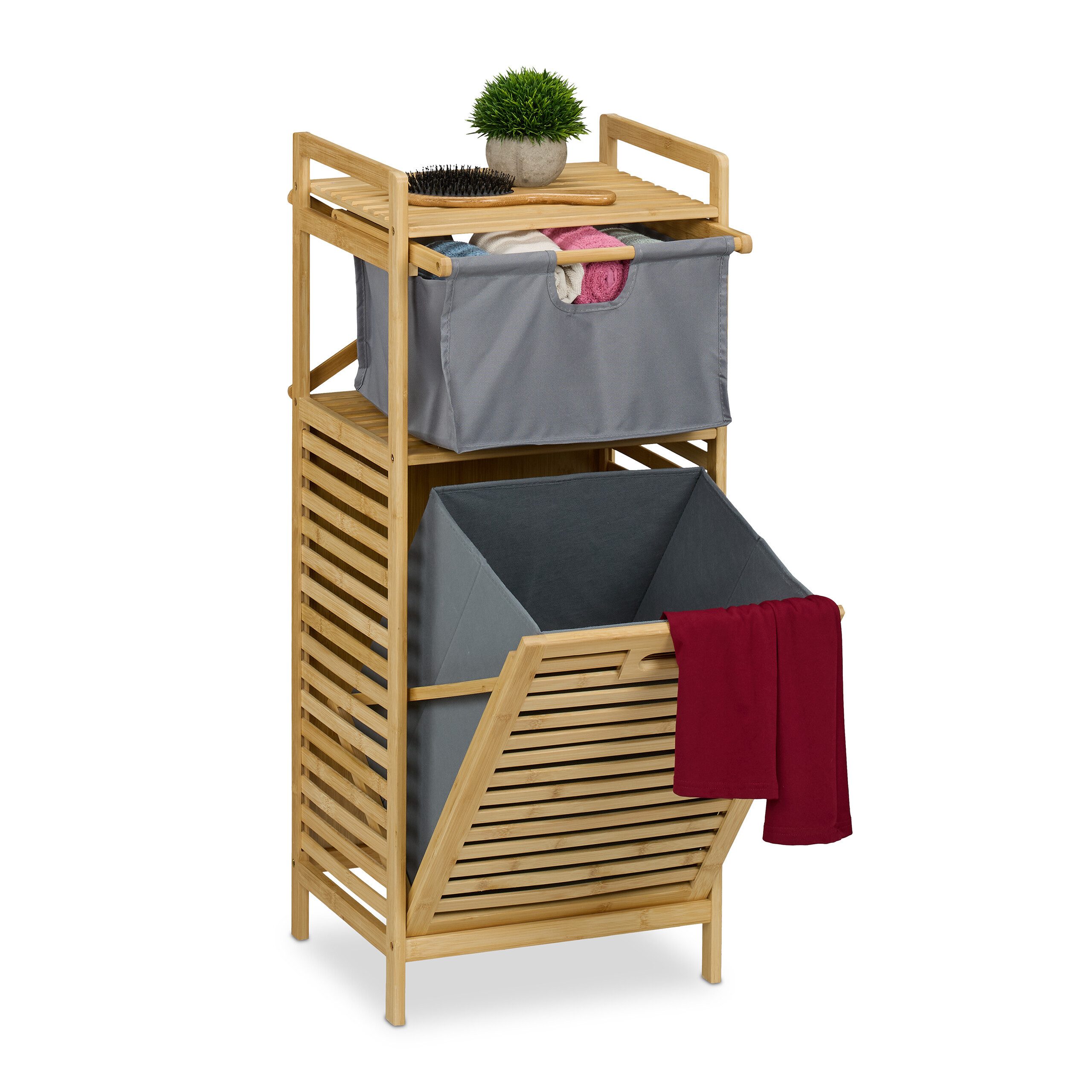 relaxdays Wäschekorb mit Stoffschublade günstig online kaufen