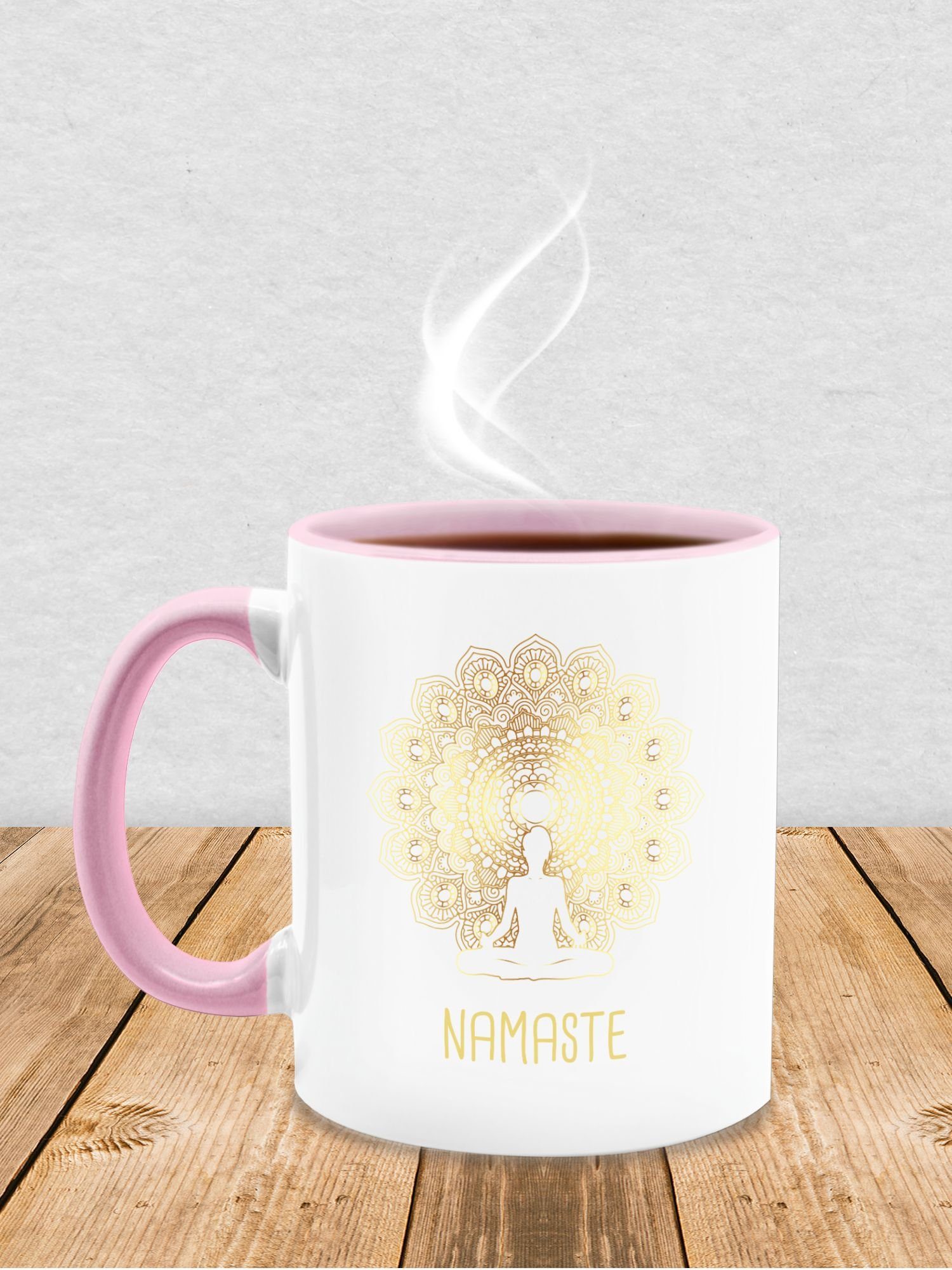 Mandala, Namaste Yoga Rosa 1 Yoga Shirtracer Tasse Keramik, Chakra