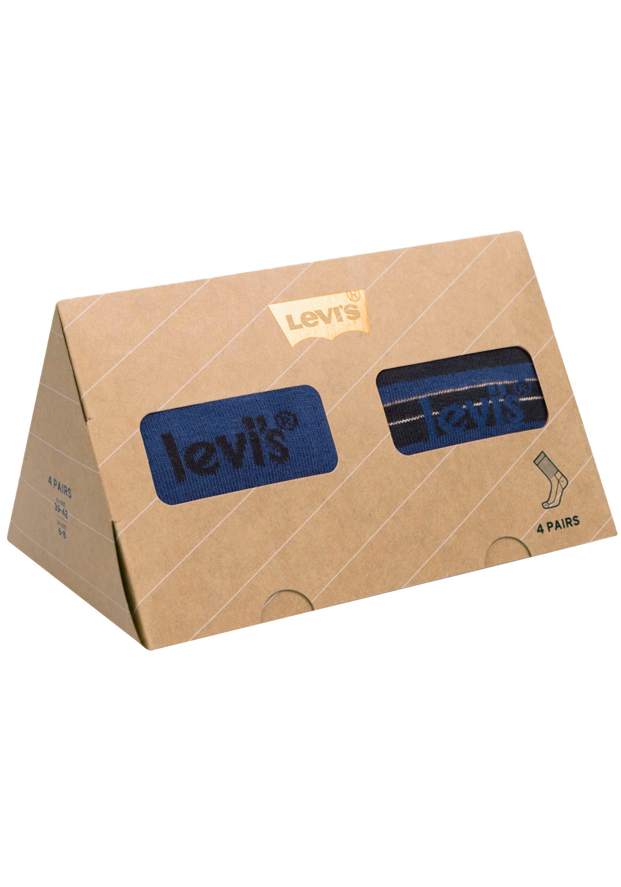 REG (Packung, 4P Levi's® 4-Paar) Socken STRIPE CUT LEVIS GIFTBOX