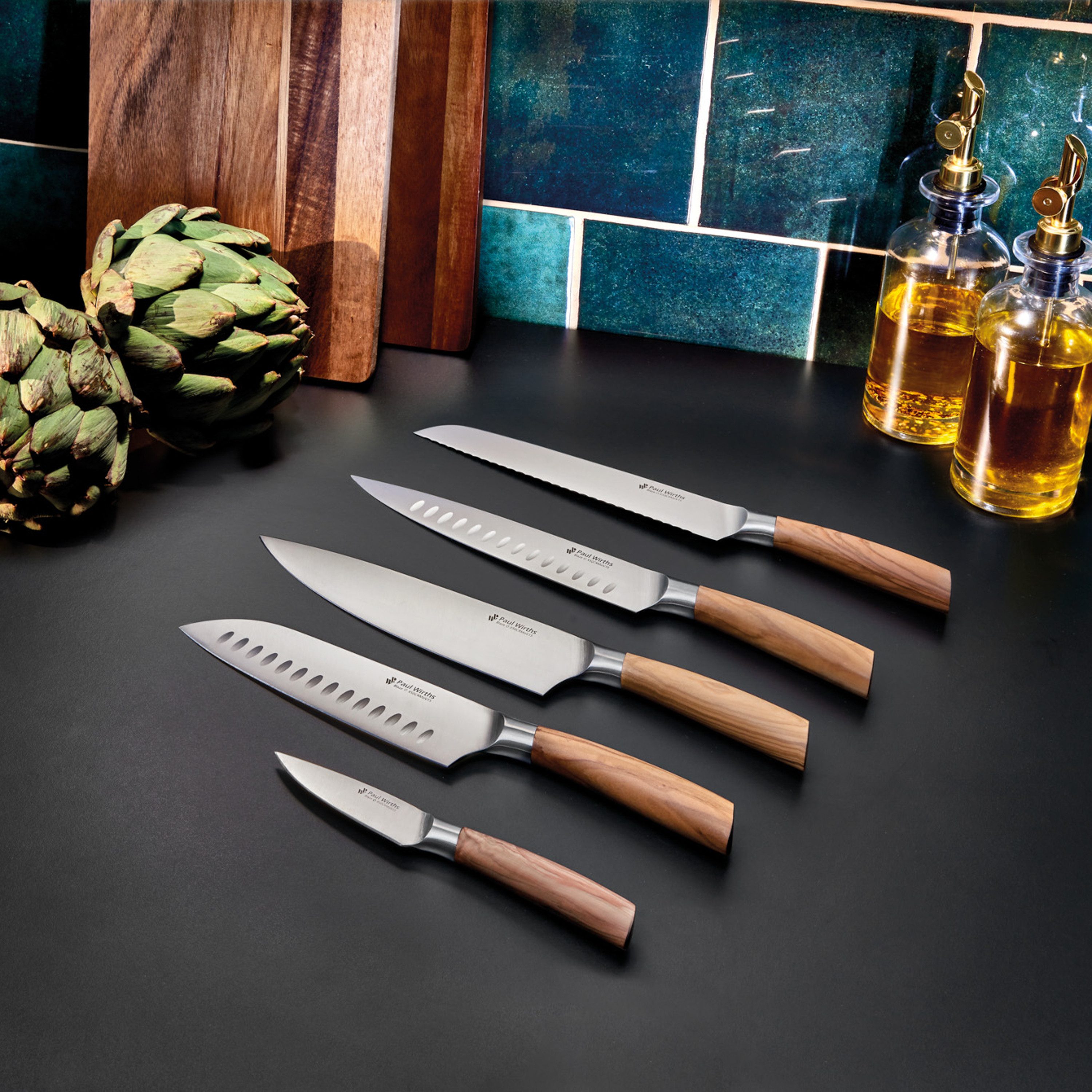 Paul Wirths Allzweckmesser BLAZE, Griff: Olivenholz, Klinge: MOV Stahl, 13 cm