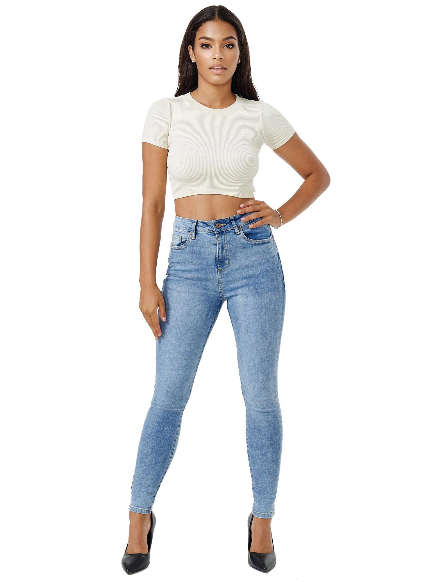 Tazzio High-waist-Jeans F107 Damen Skinny Fit Jeanshose