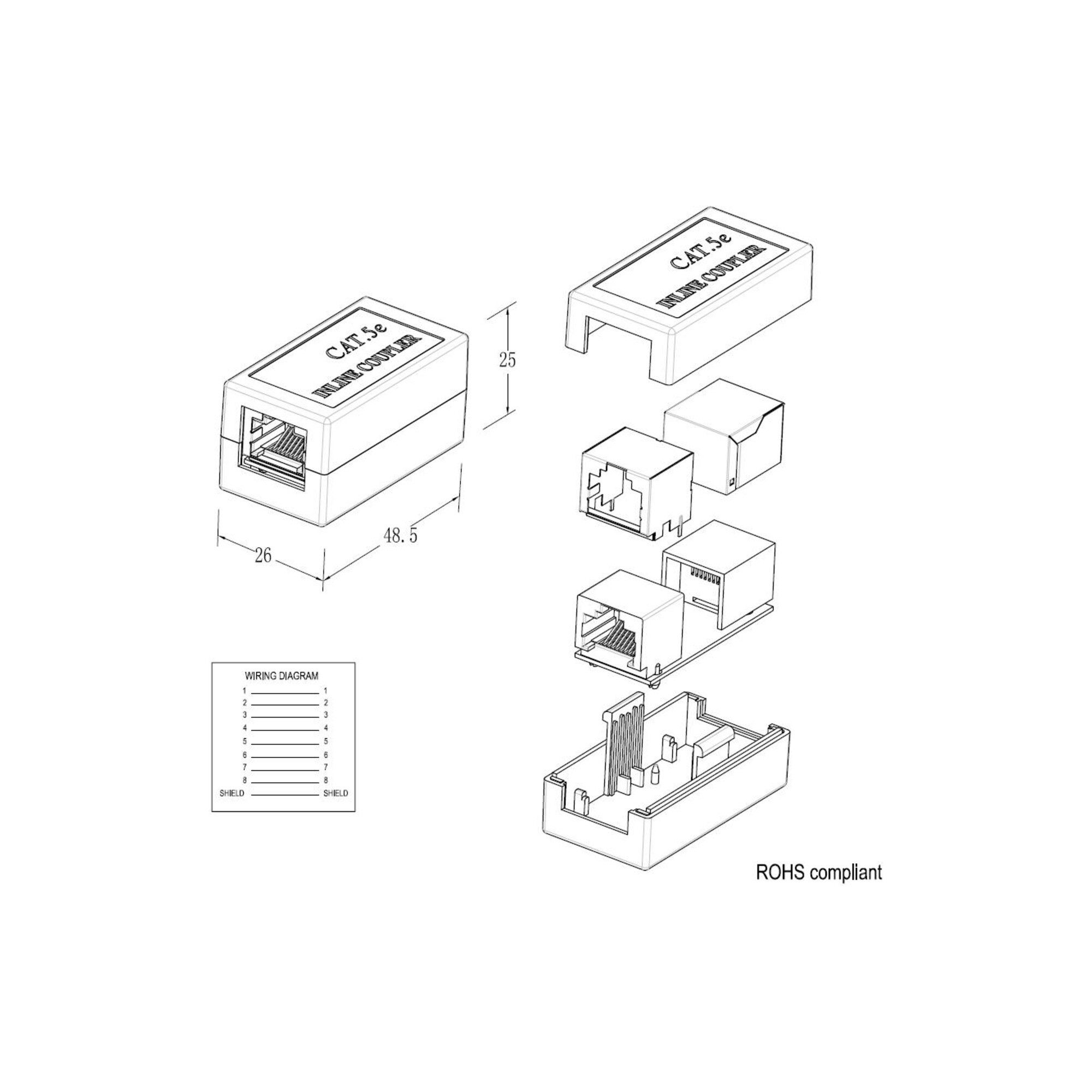 EFB Teleskop-Vollauszug EFB-Elektronik Modular-Kupplung 1:1 RJ45 Cat.5E 37529.1