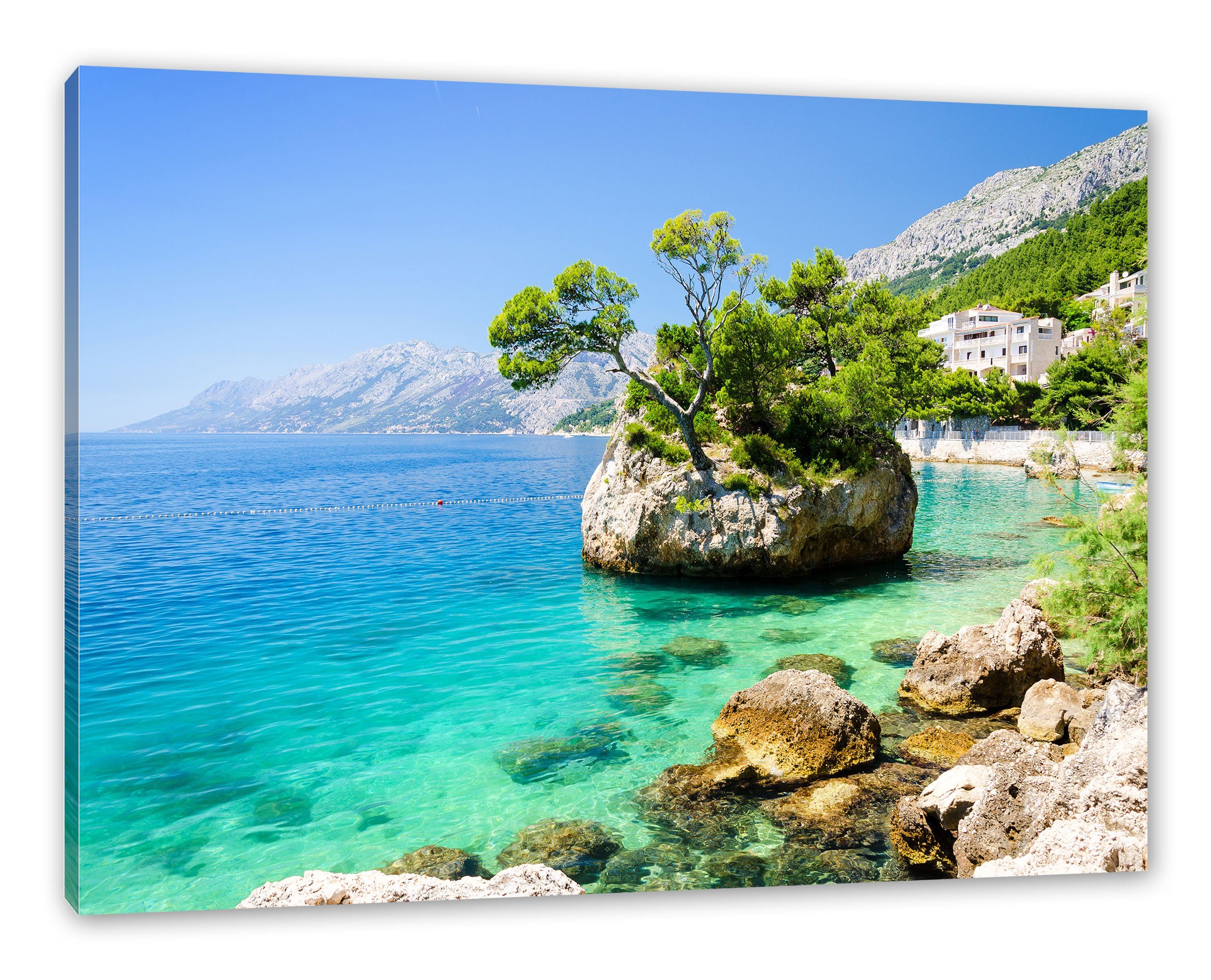 Pixxprint Leinwandbild Dalmatia Strand in Kroatien, Dalmatia Strand in Kroatien (1 St), Leinwandbild fertig bespannt, inkl. Zackenaufhänger