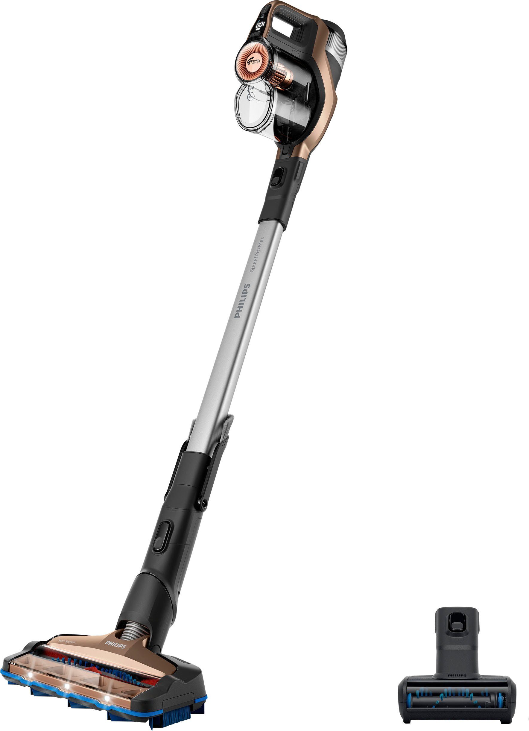 Philips Akku-Stielstaubsauger FC6826/01 SpeedPro Max, beutellos, mit 65 Minuten Laufzeit, Turbo-Tierhaarbürste