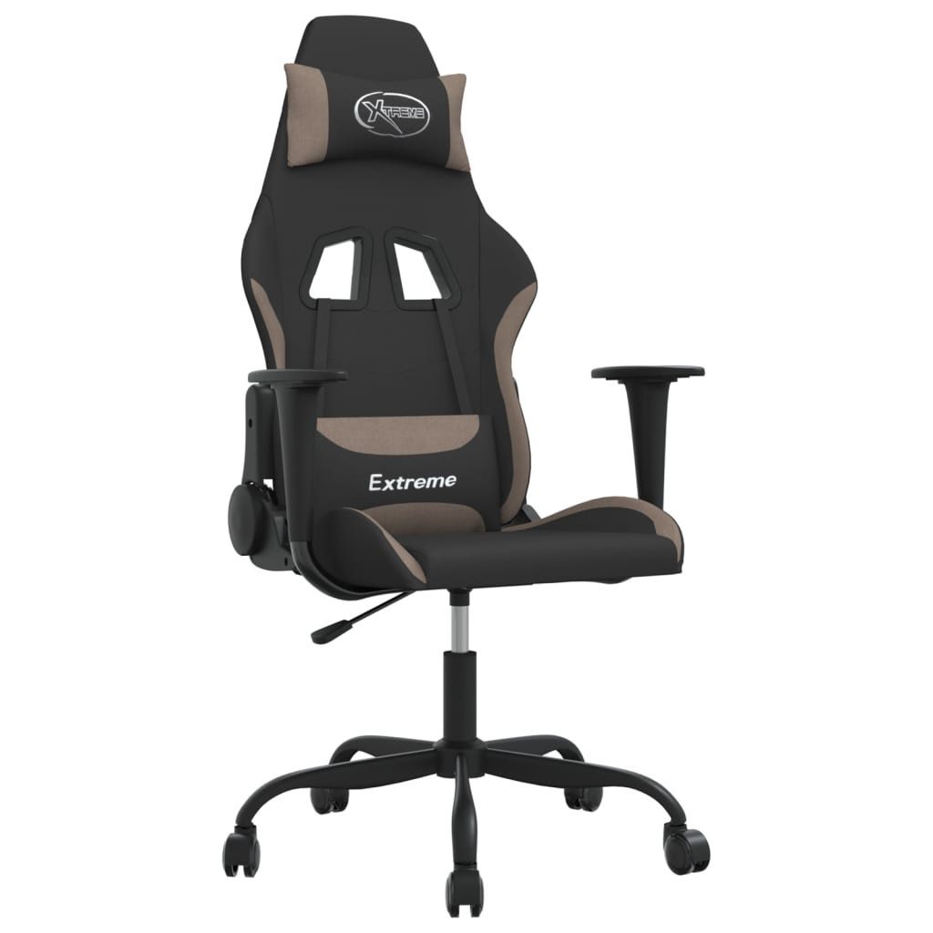 furnicato Gaming-Stuhl Schwarz und Taupe 65 x 62,5 x (120-130) cm (1 St), Sessel mit Massagefunktion, Liegefunktion und höhenverstellbar