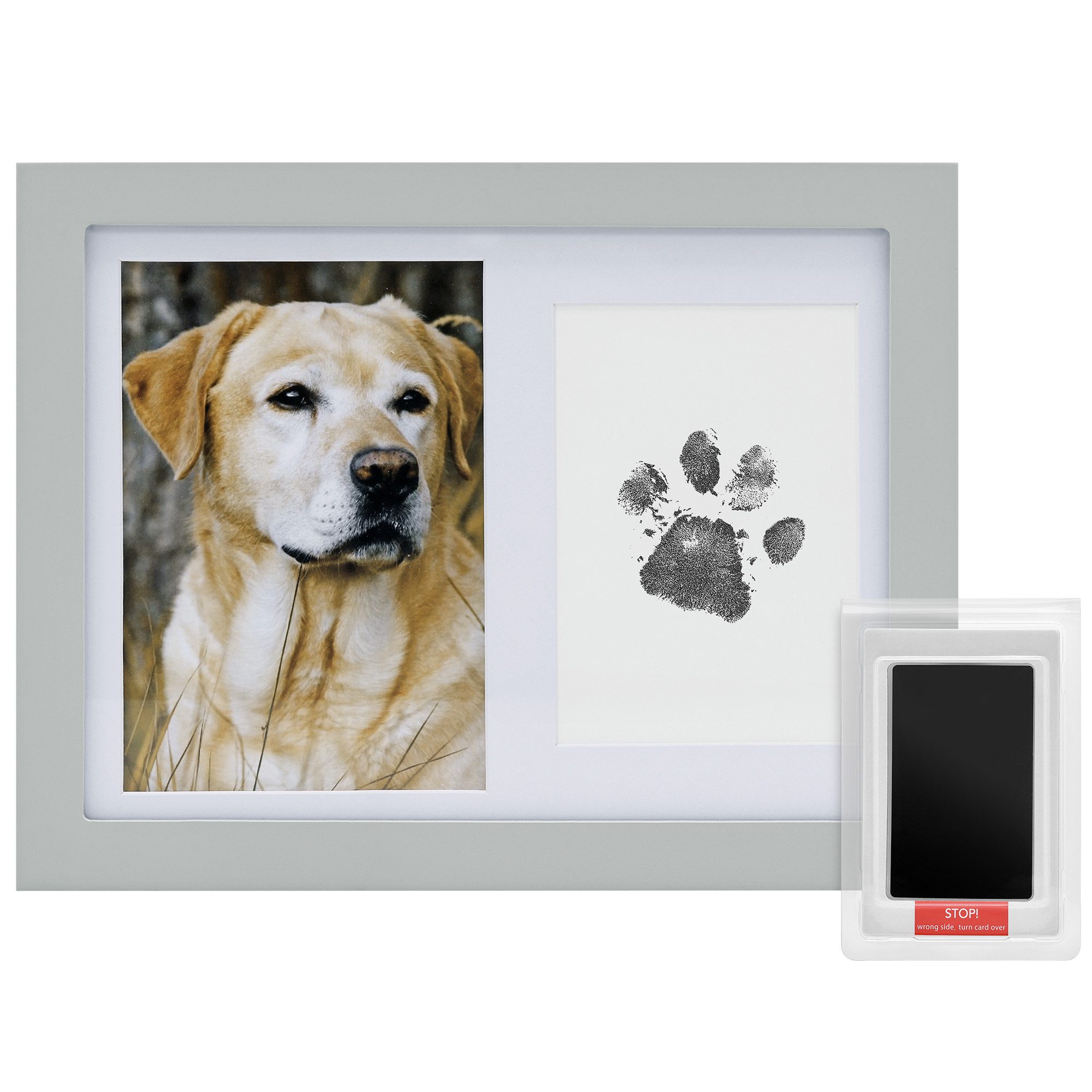 Bilderrahmen zum Basteln 2in1 Bilderrahmen Pfotenabdruck Set Hund und Katze - Wand oder Tisch