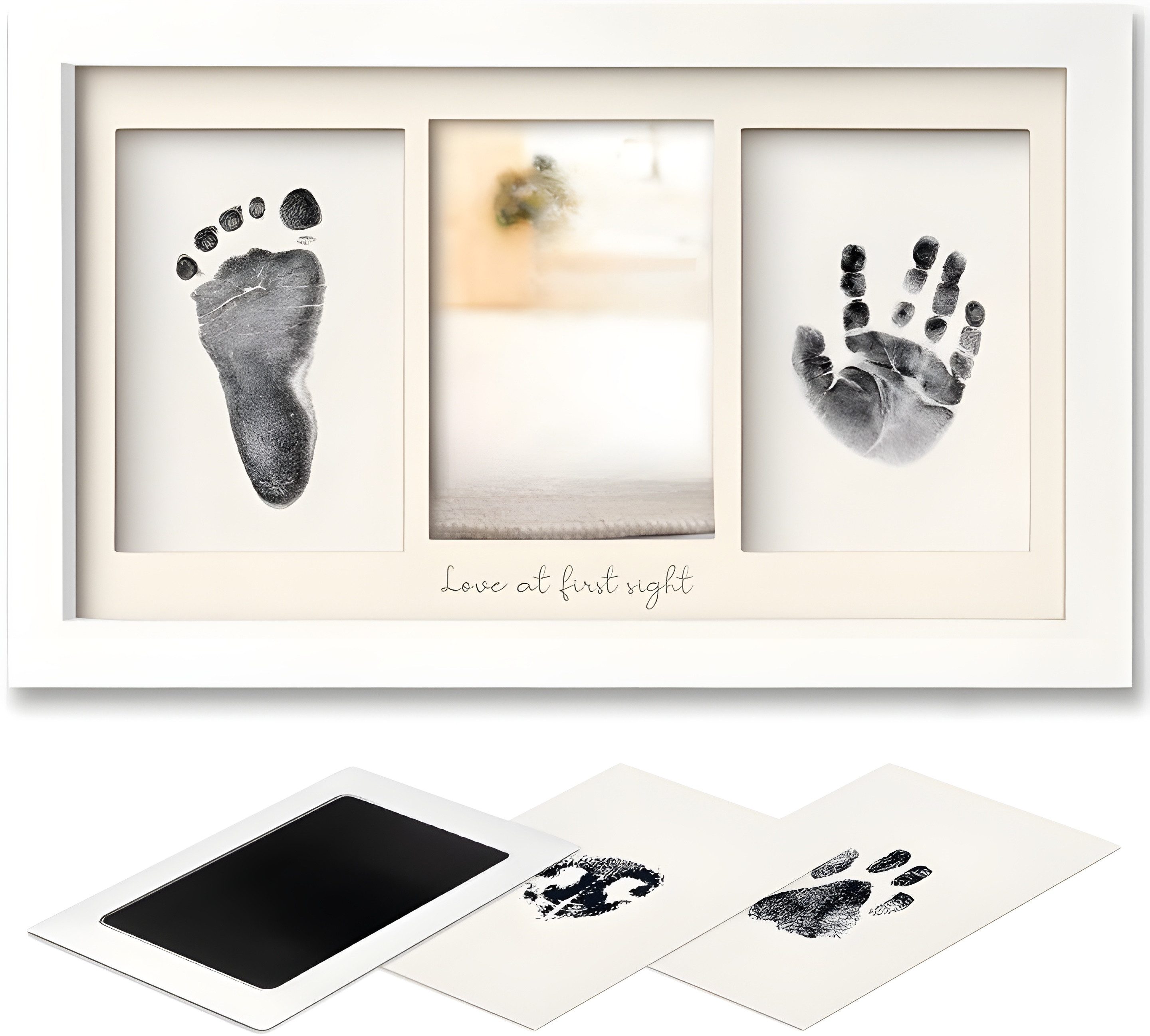 LA CUTE Bilderrahmen Baby Hand- und Fußabdruck Set mit Bilderrahmen & Stemp günstig online kaufen