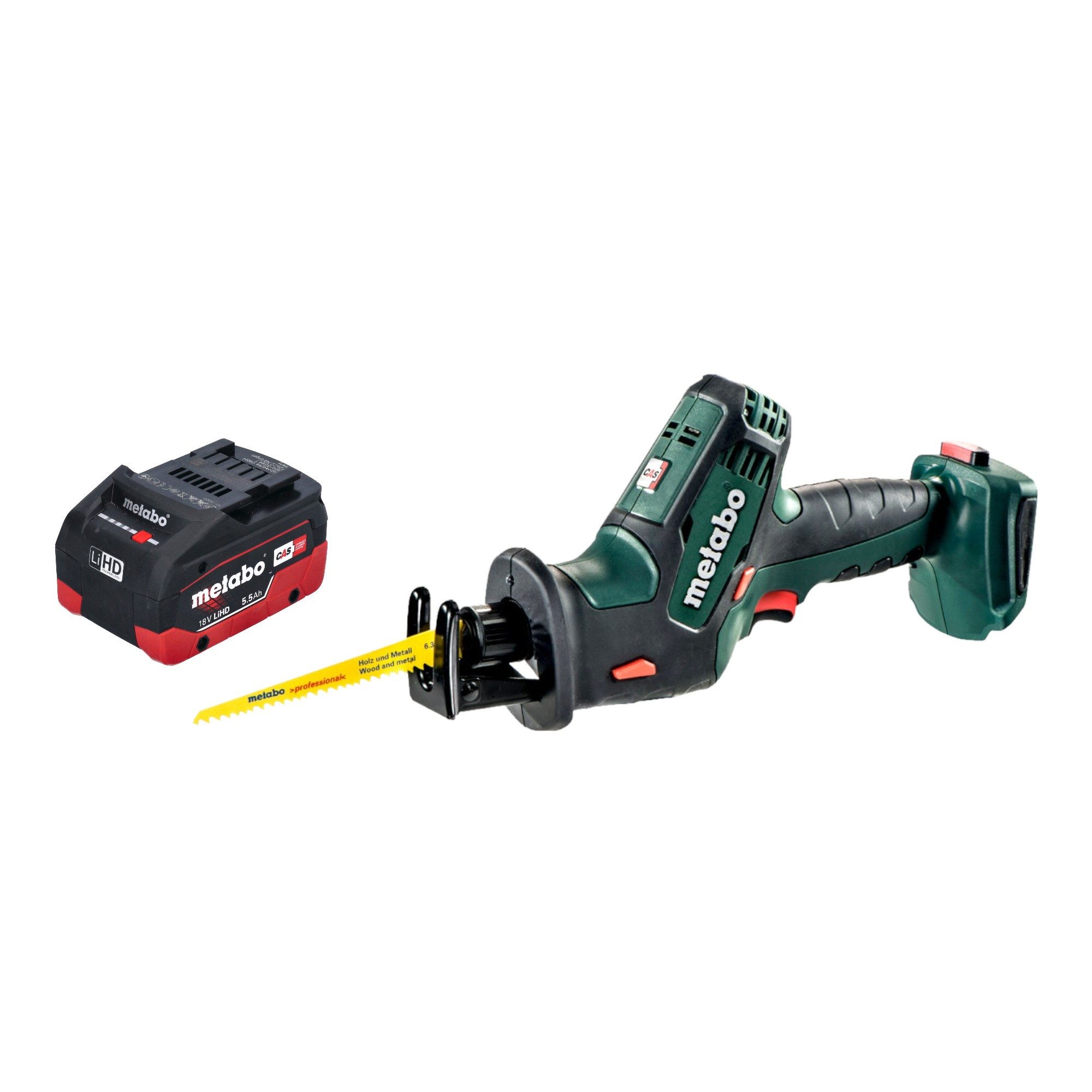metabo Reciprosäge SSE 18 LTX Compact 18 V 13 mm + 1x LiHD Akku 5,5 Ah - ohne Ladegerät
