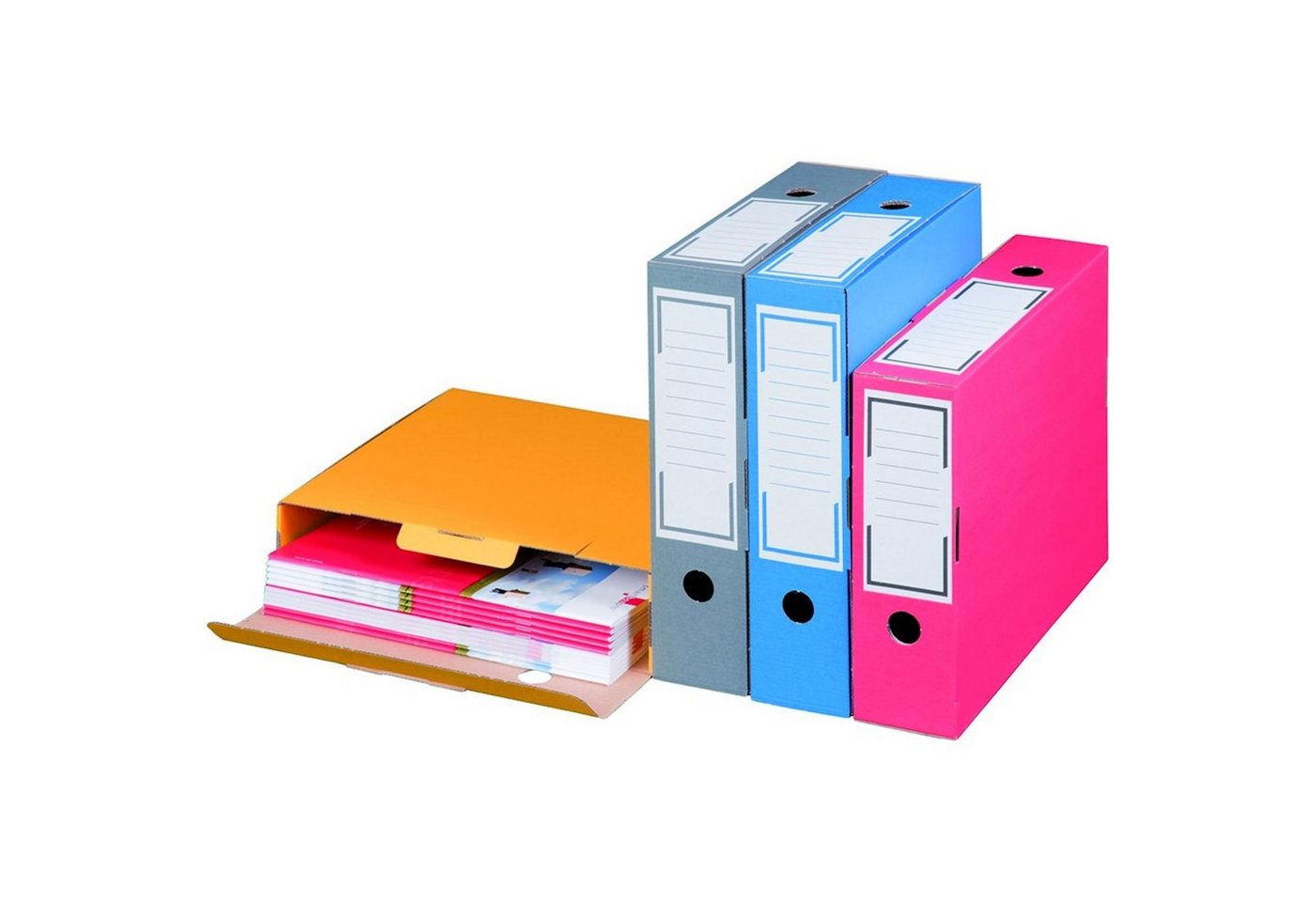 Thumbnail - Smartbox Pro Archivcontainer (Spar-Set, 1400 St., 1400er Set), Archiv-Ablageboxen Deckel 315x76x260mm Archivkarton Gelb ...