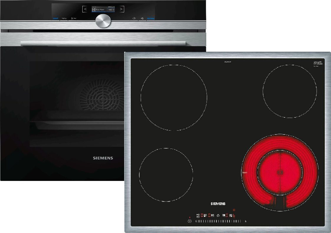 Elektrokochfeld autark, - Kindersicherung SIEMENS 60 cm EcoClean mit Backofen-Set