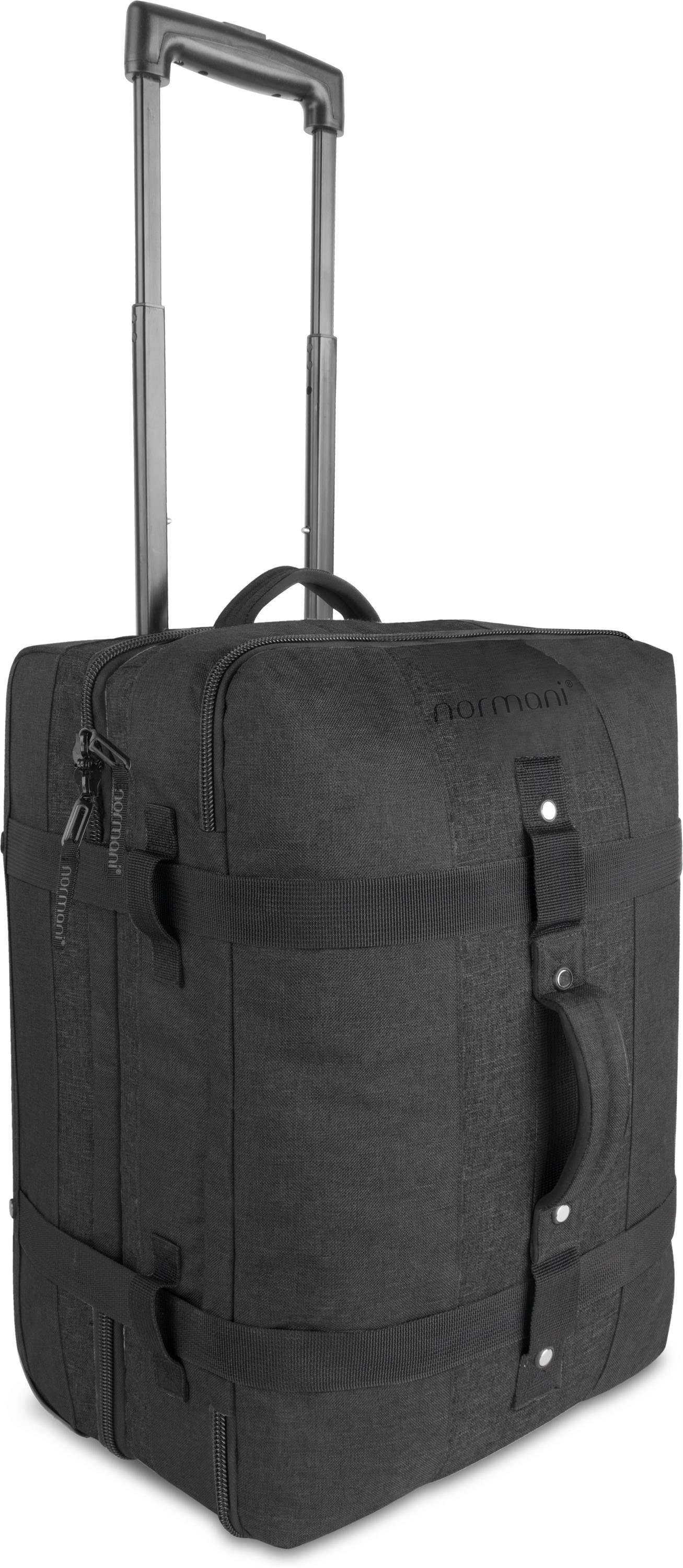 normani Reisetasche Reisetasche mit Handgepäckmaß Aurori 45, Trolley mit clevere Fächeraufteilung Schwarz