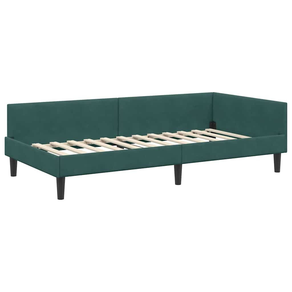 vidaXL Bett Eckbettgestell mit Kopfteil Dunkelgrün 90 cm x 190 cm Stoff (1- günstig online kaufen