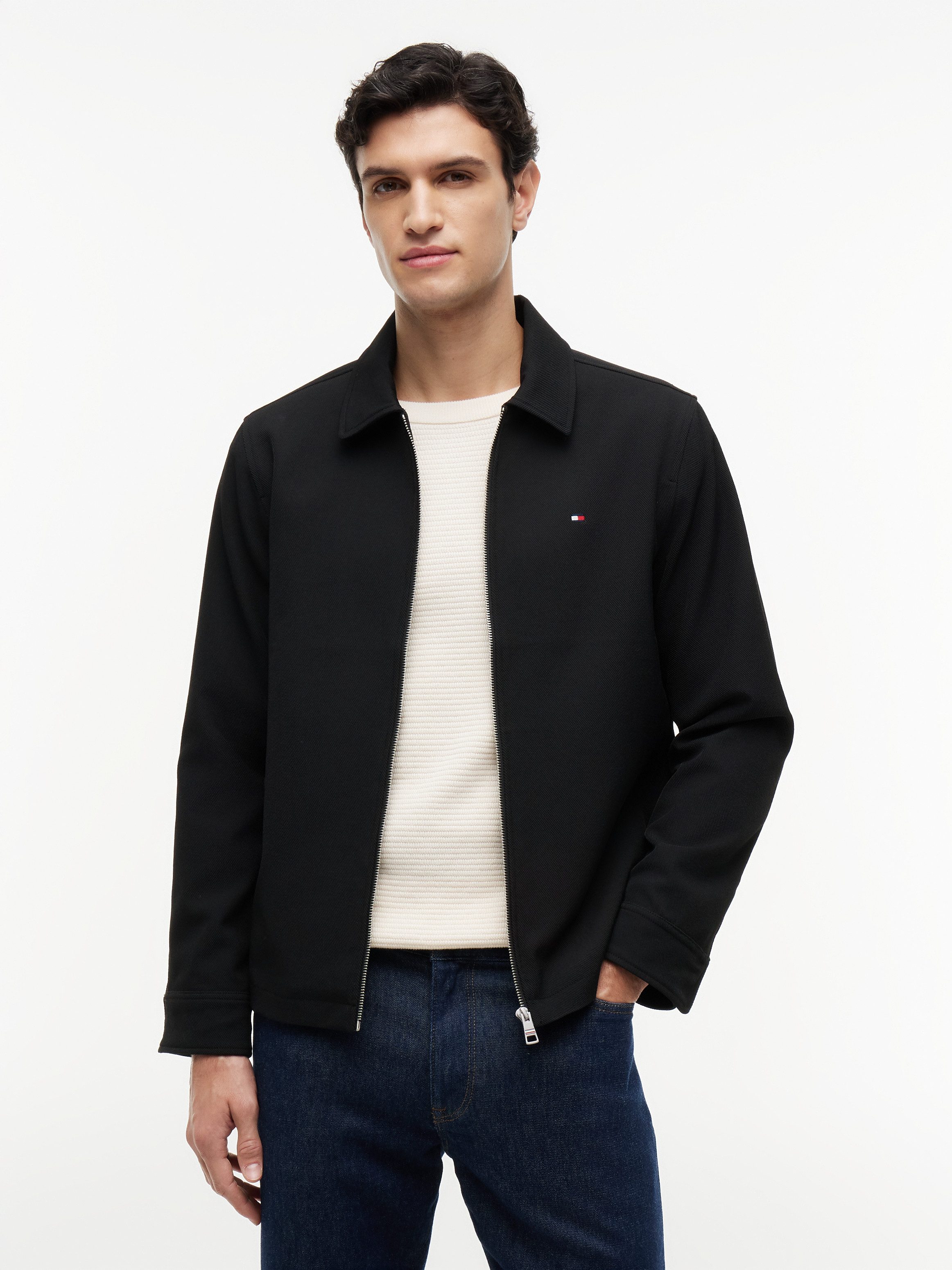 Tommy Hilfiger Kurzjacke LIGHT WEIGHT TWILL SHACKET Twill Struktur Übergangsjacke Blouson Stehkragen Jacke
