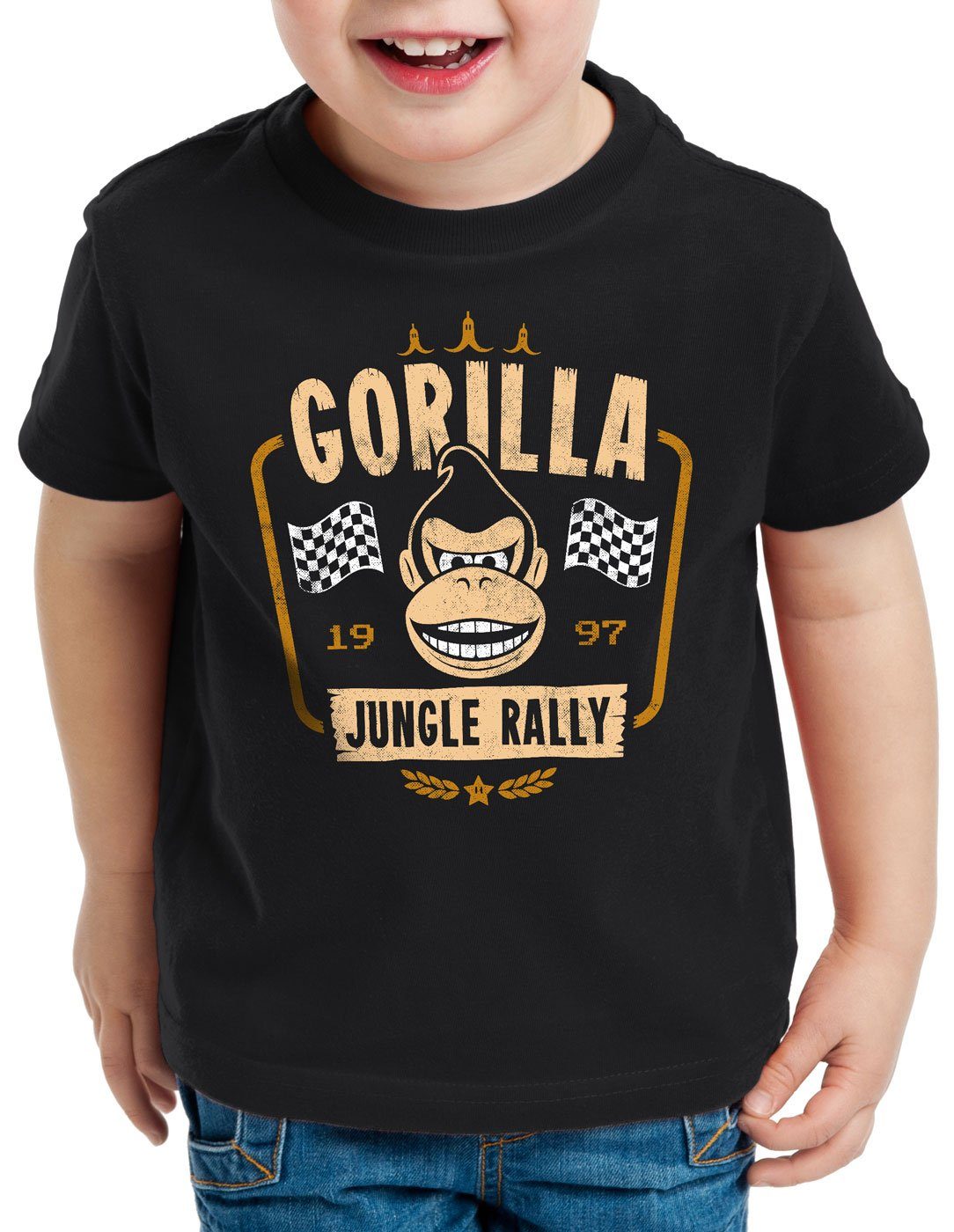 style3 Print-Shirt Kinder T-Shirt Jungle Rallye Kart n64 Switch