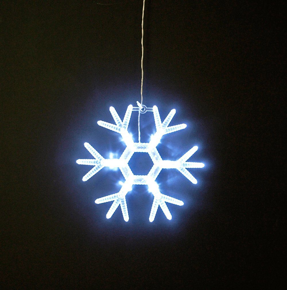 Schneeflocke, Dekostern eisweiss, 1 LED St., Set mit 3-er DEGAMO Stern, Polarstern, Batterie