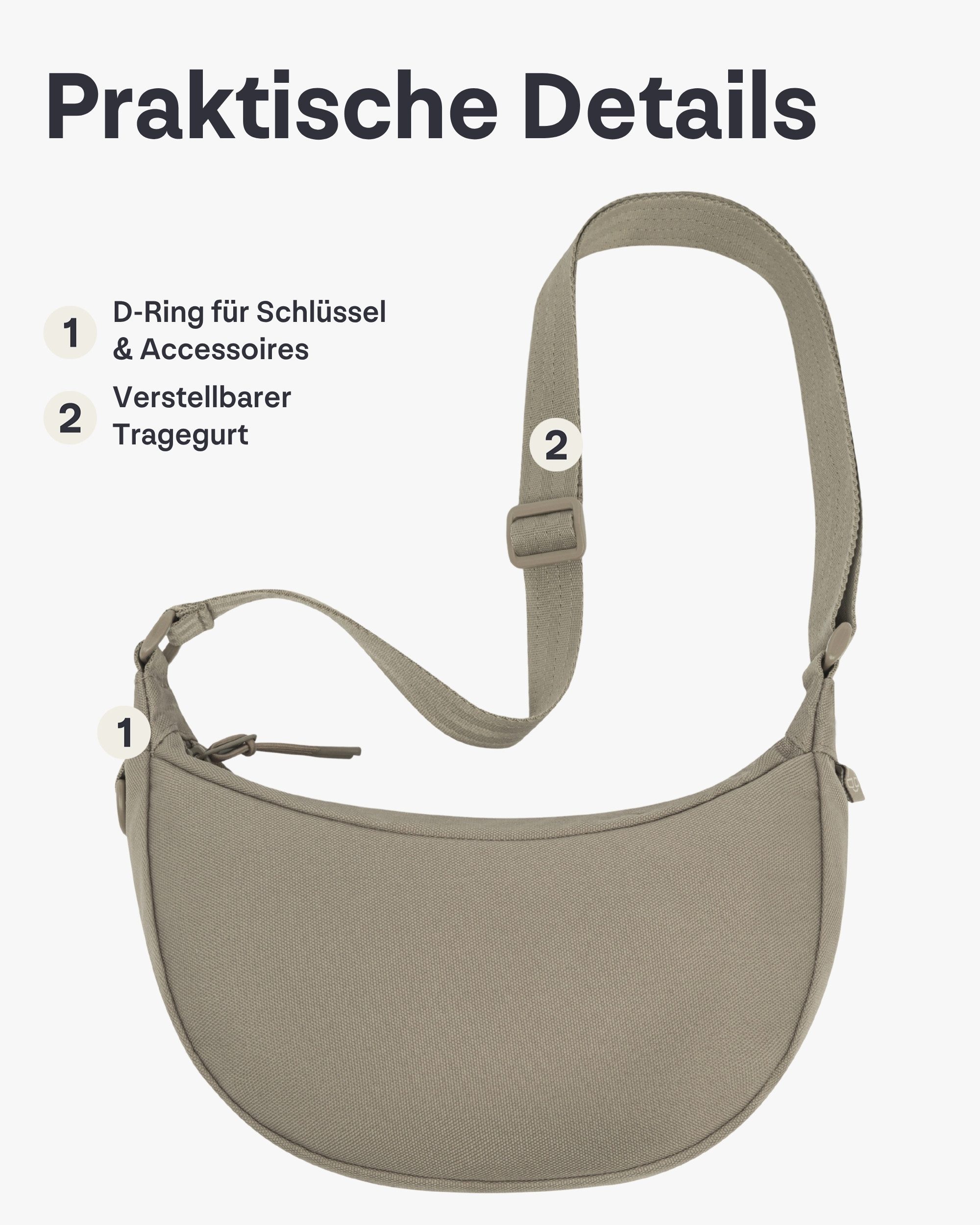 Johnny Urban Umhängetasche Ally Small Half Moon Bag, Kleine Crossbody Bag in Halbmond Form, Wasserabweisend – Bild 4 von 5
