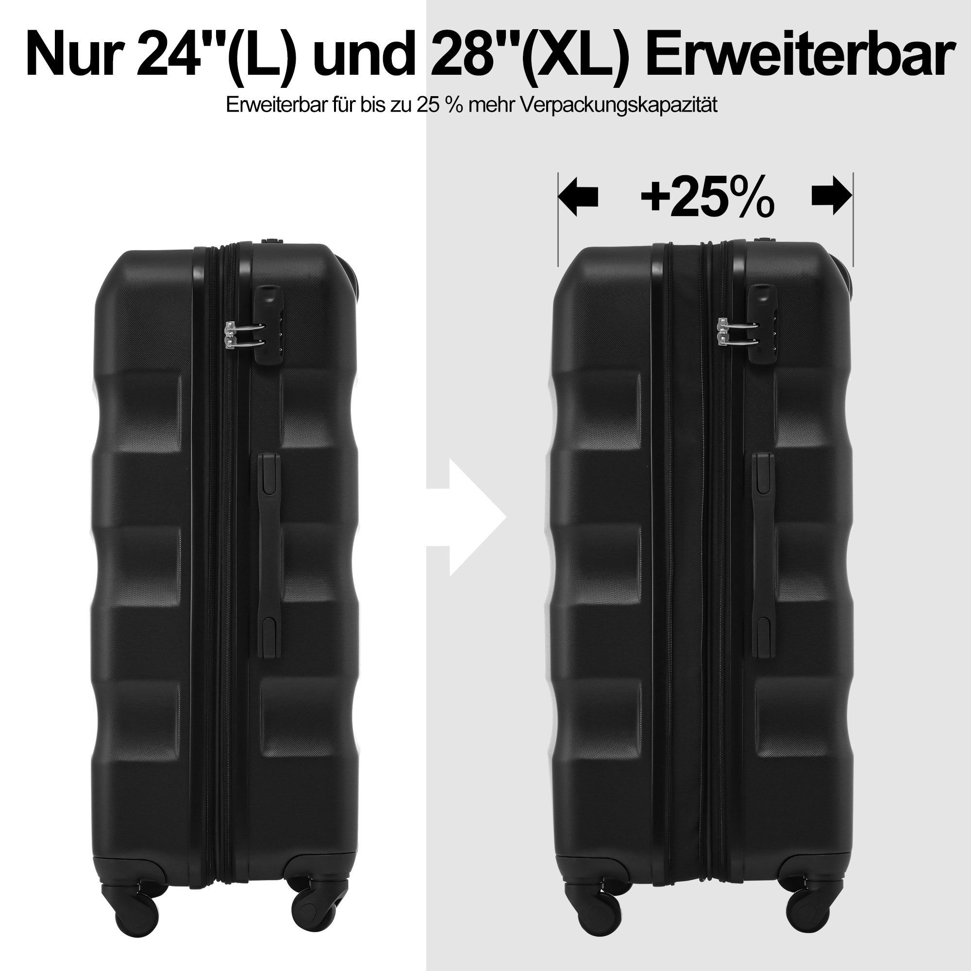 Rollen, TSA Zollschloss, 79*50*30.5 Koffer Rollkoffer, Volumenerweiterung, mit BlingBin Hartschalen-Koffer schwarz 4