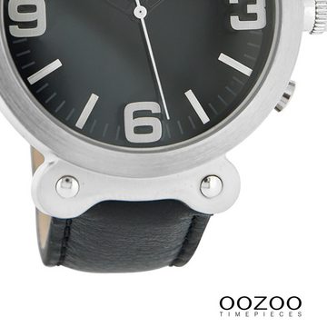 OOZOO Quarzuhr Oozoo Unisex Armbanduhr Vintage Series, (Analoguhr), Damen, Herrenuhr rund, groß (ca. 40mm) Lederarmband schwarz