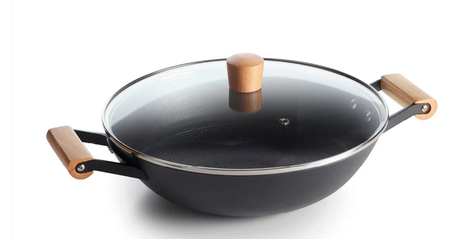 Qulinart by Brandt Wok mit Deckel Gusseisen schwarz 30x5,5 cm