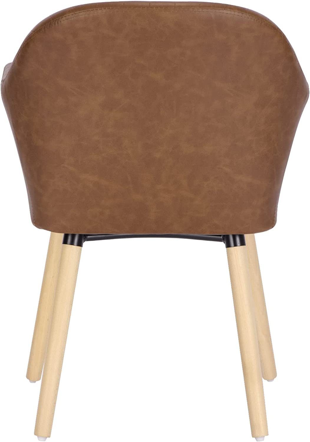Woltu Esszimmerstuhl (2 St), Stühle Armlehne, Braun mit Massivholz Kunstleder, aus