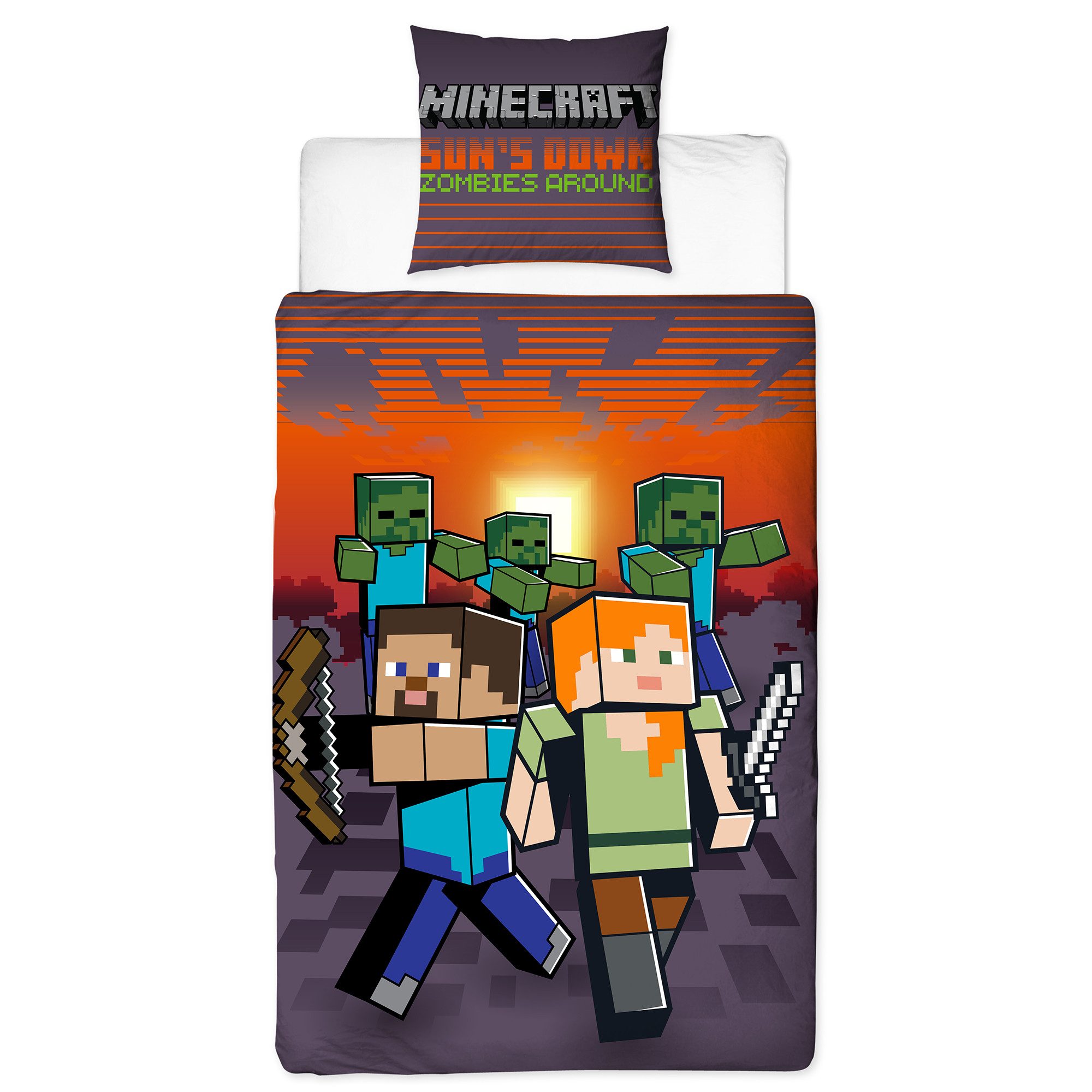 BERONAGE Kinderbettwäsche Minecraft Sundown Bettwäsche Linon günstig online kaufen