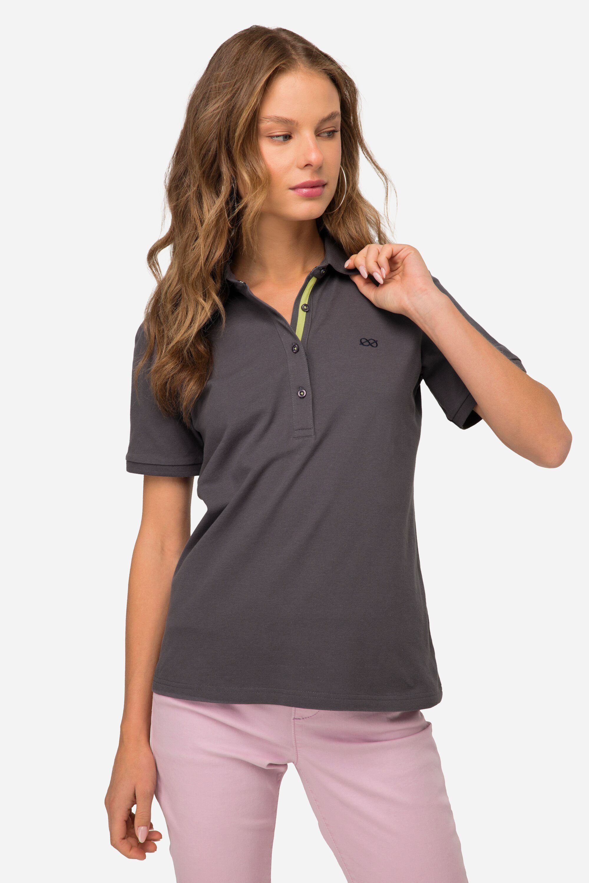 Laurasøn Poloshirt Poloshirt Piqué Polokragen Halbarm dunkelgrau