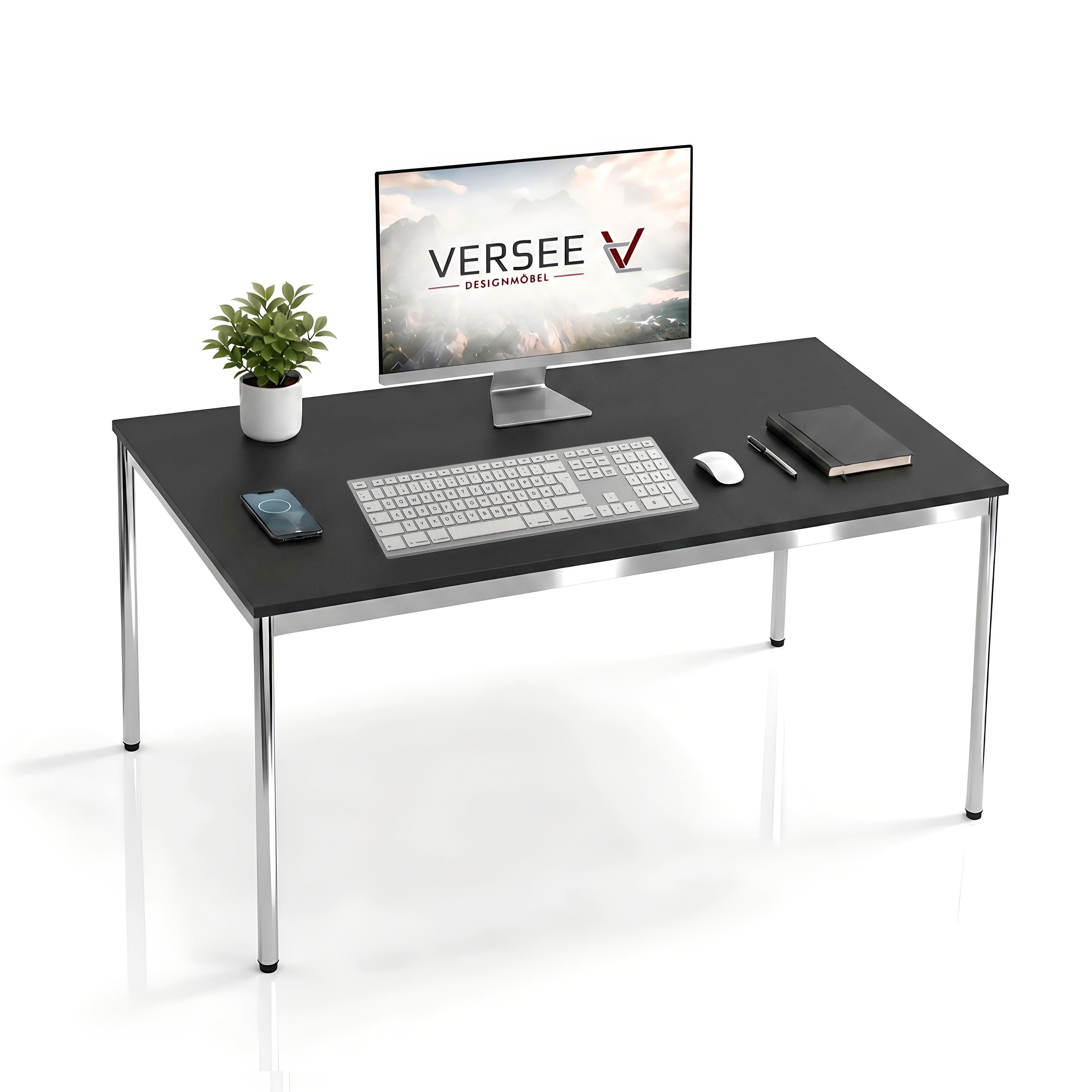 Versee Schreibtisch Konferenztisch VST1, höhenverstellbar, 100/120/140/150/160/180/200 cm (Arbeitstisch für Büro und Home-Office, 1 Tisch), ergonomisch höhenverstellbar, kratzfest, 200kg belastbar