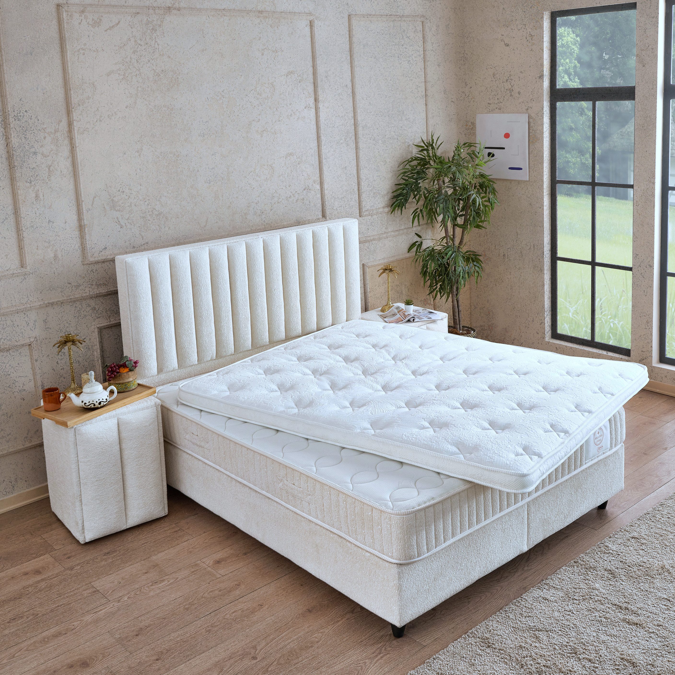 gowoll Boxspringbett mit Matratze und Topper Stauraumbett Betkasten inkl. Lieferung Beleza (Set, 2 Bettkästen, 1 Matratze, 1 Kopfteil (Nachttisch optional), ink – Bild 4 von 5