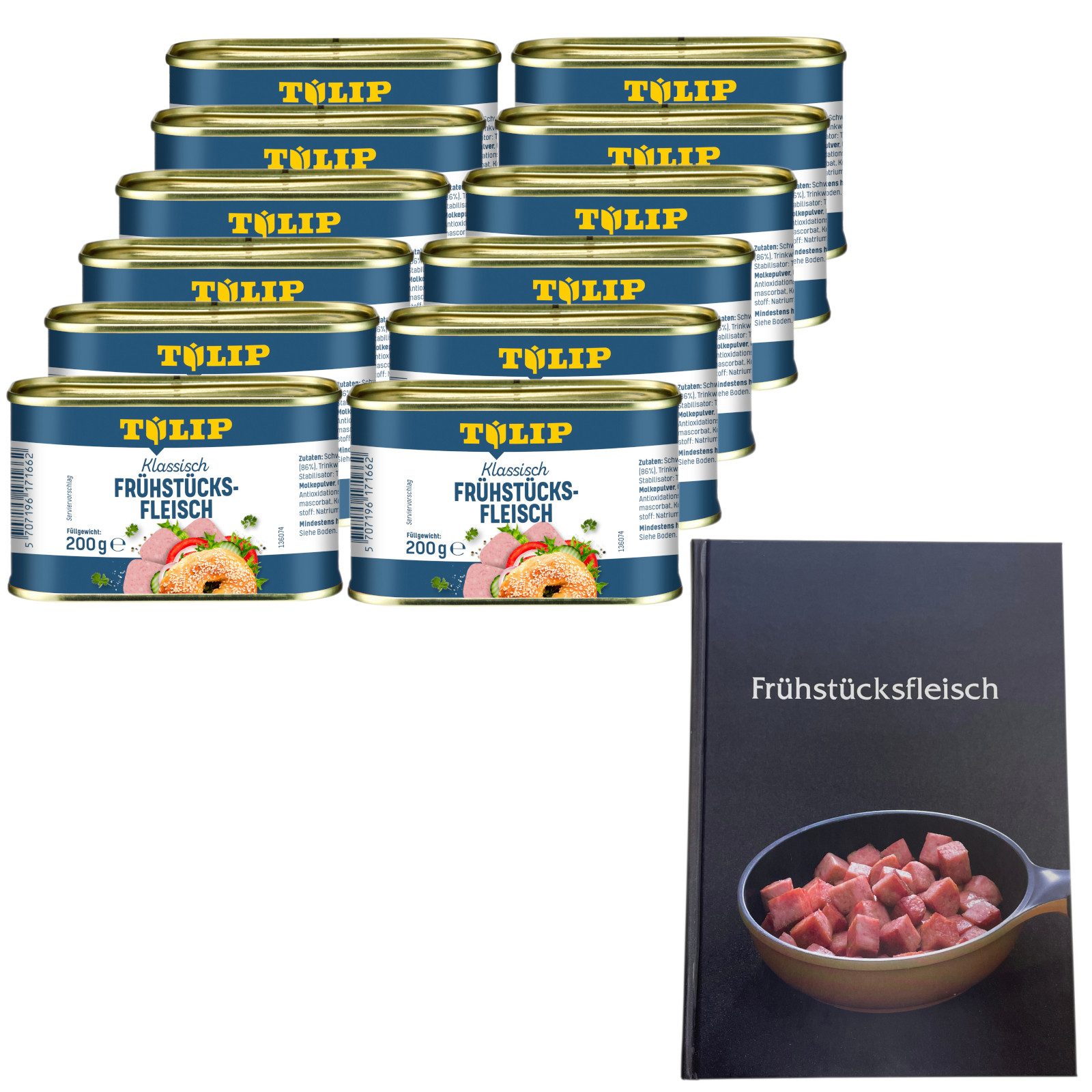 TULIP Wurstkonserve Frühstücksfleisch Schwein 10x 200g mit extra Kochbuch, 200 g, (Set, Mit Kochbuch), dänische Delikatesse